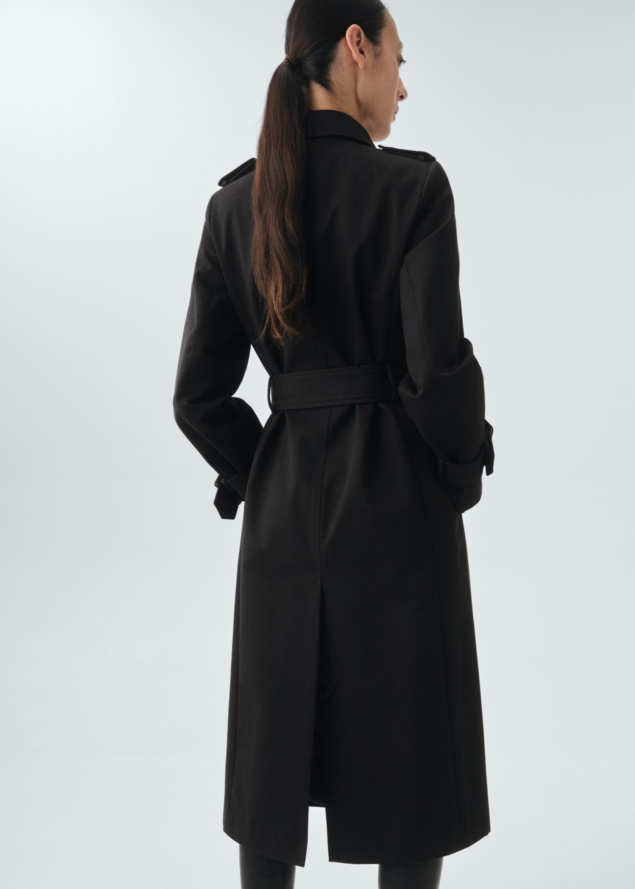 Classic 100% cotton trench coat - Reverse of the article, Black. Ref: 17095794-00.