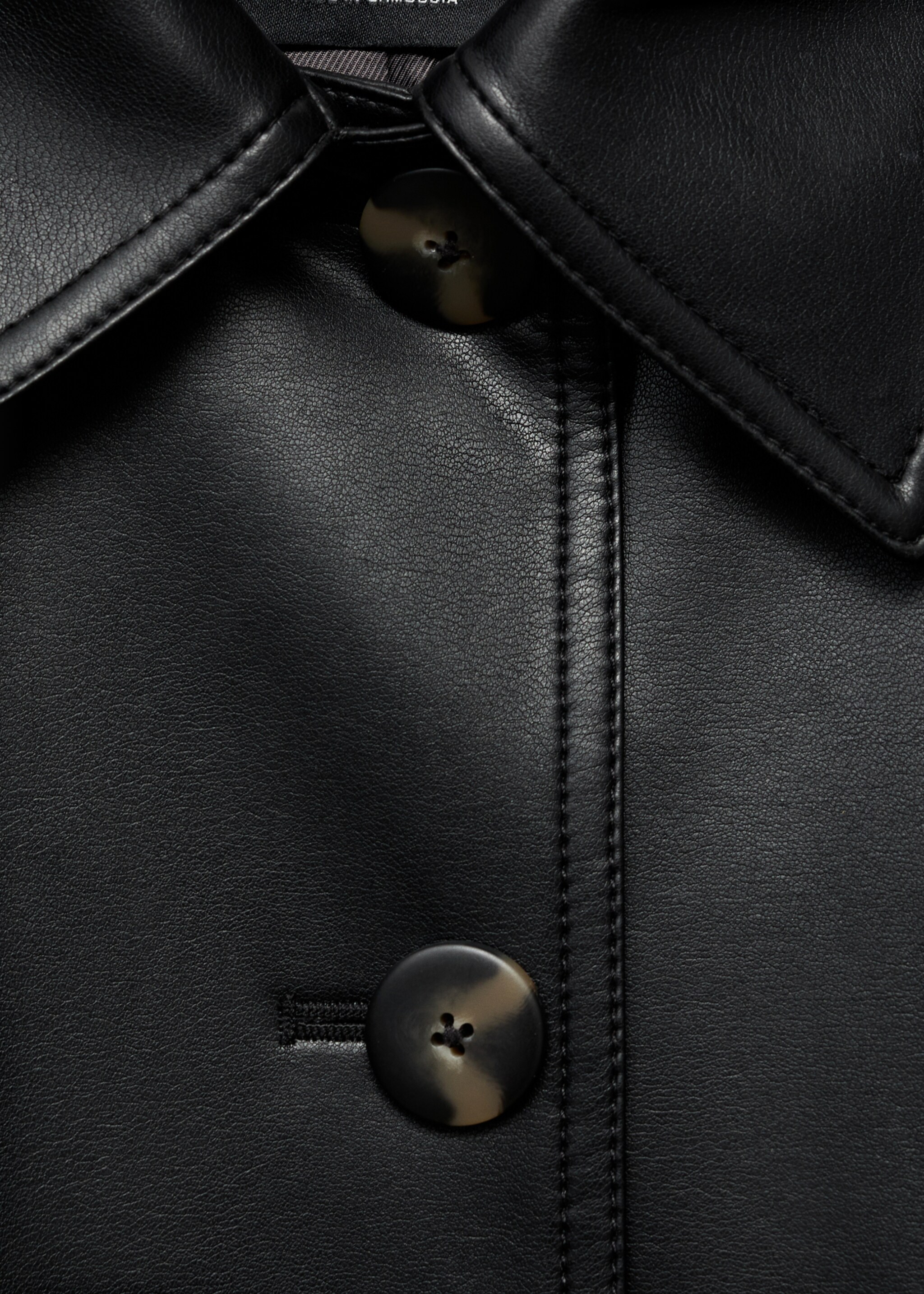 Long leather-effect trench coat with belt - Details of the article 0, Black. Ref: 17095797-00.