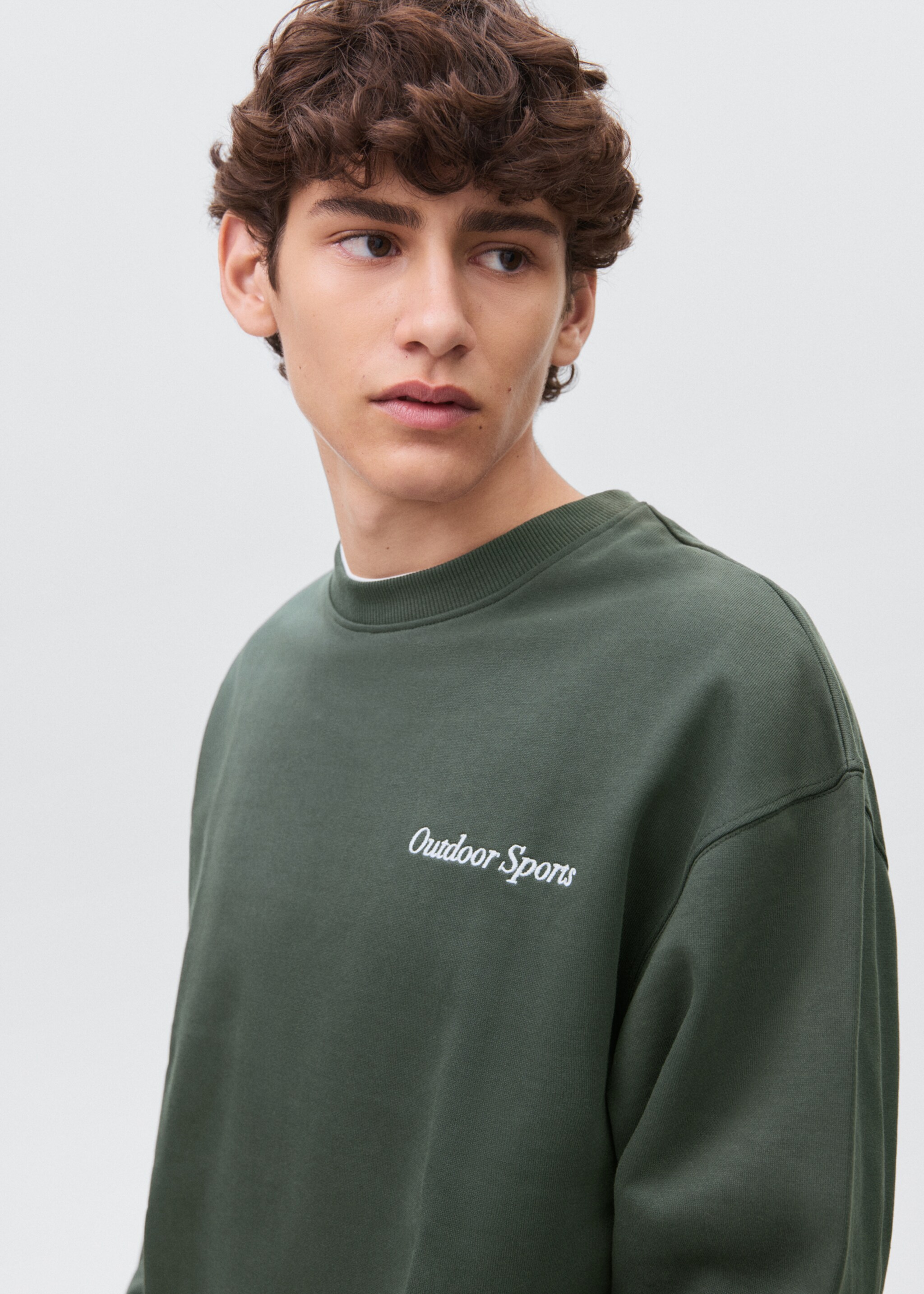 Printed embroidered sweatshirt - Details of the article 1, Green. Ref: 17095798-00.