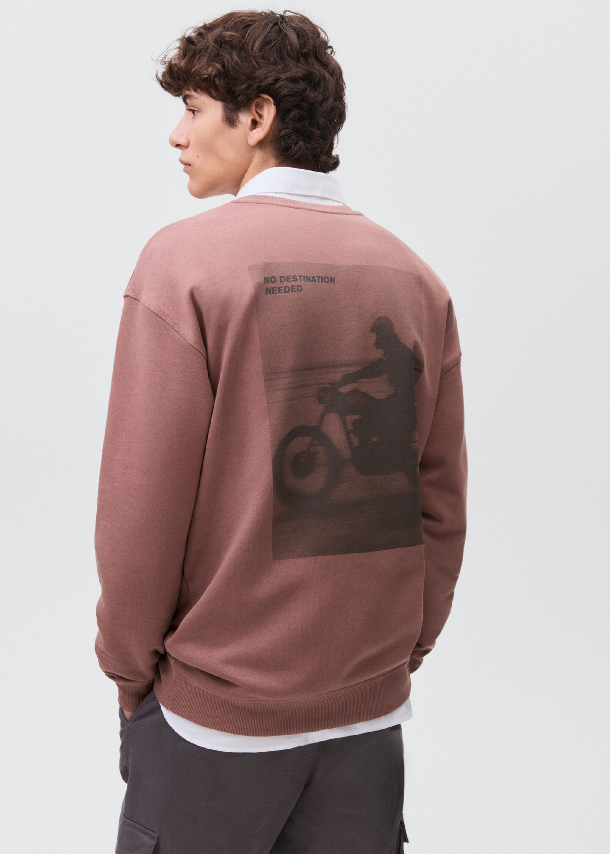 Sudadera algodón estampada - Reverso del artículo, Granate. Ref: 17095800-00.