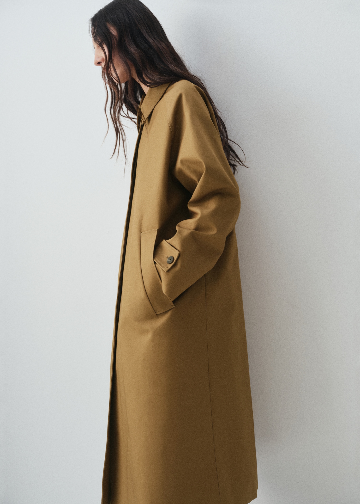 100% cotton long trench coat - Medium plane