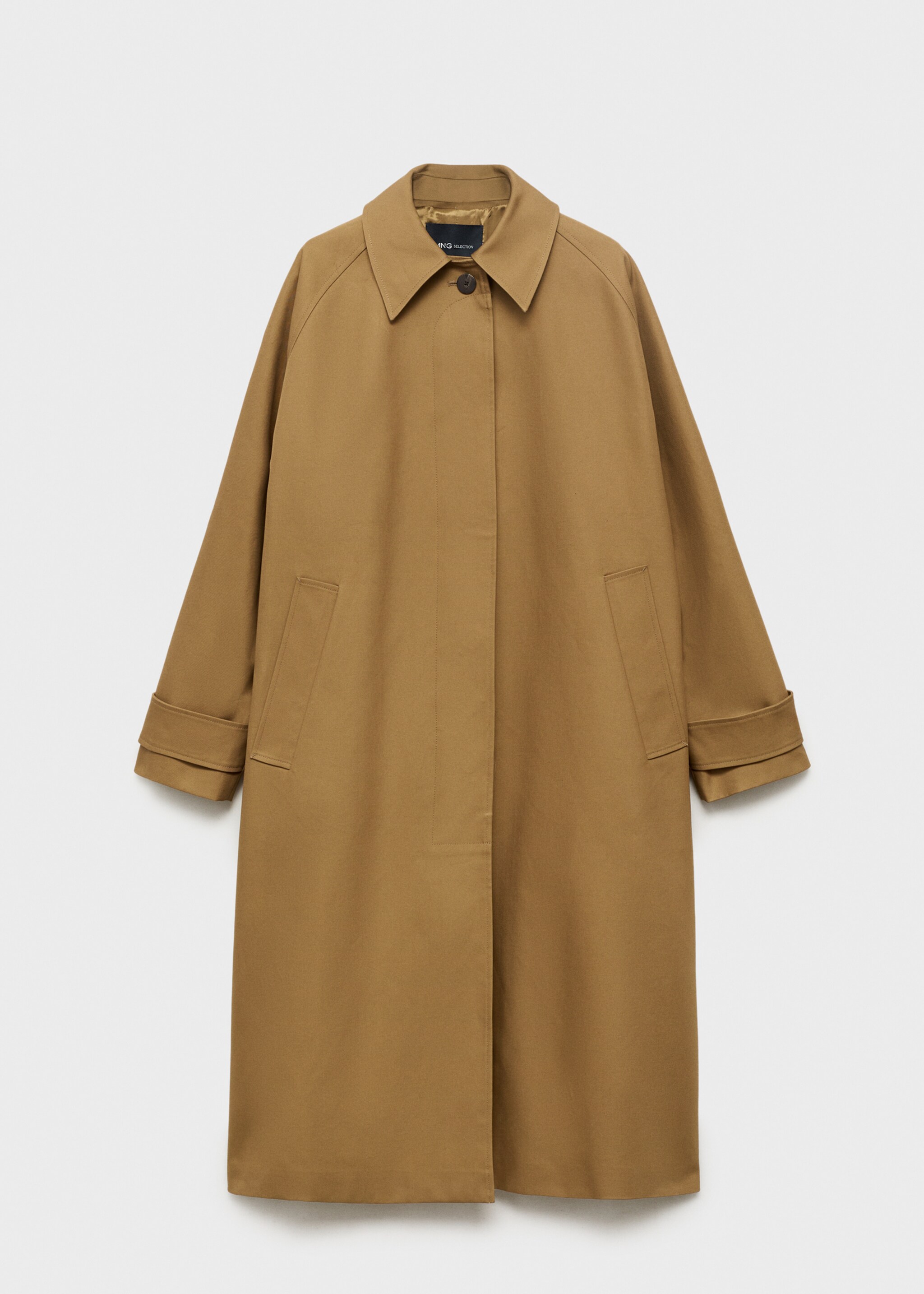 100% cotton long trench coat - Article without model, Tobacco Brown. Ref: 17095801-00.