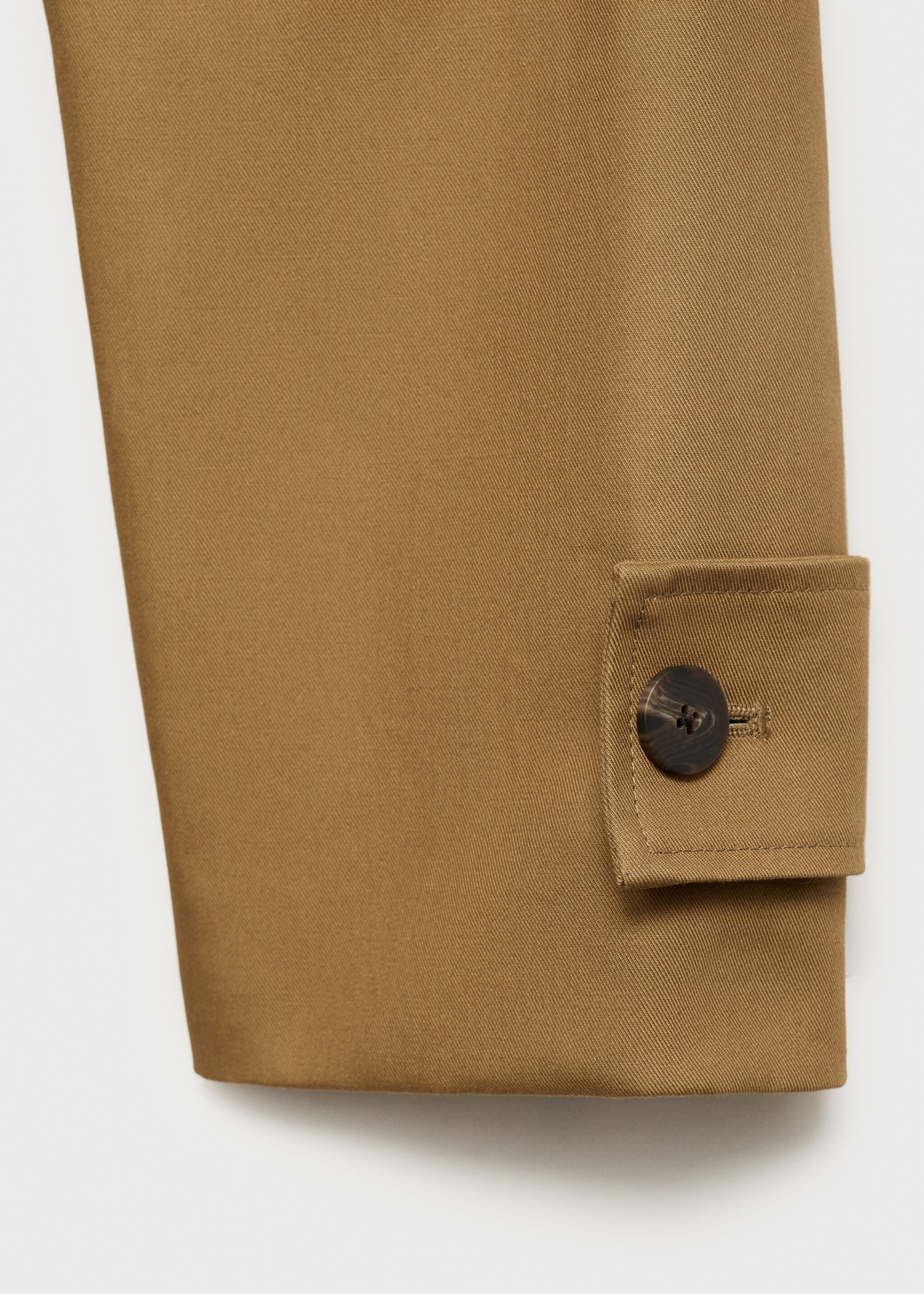 100% cotton long trench coat - Details of the article 0, Tobacco Brown. Ref: 17095801-00.