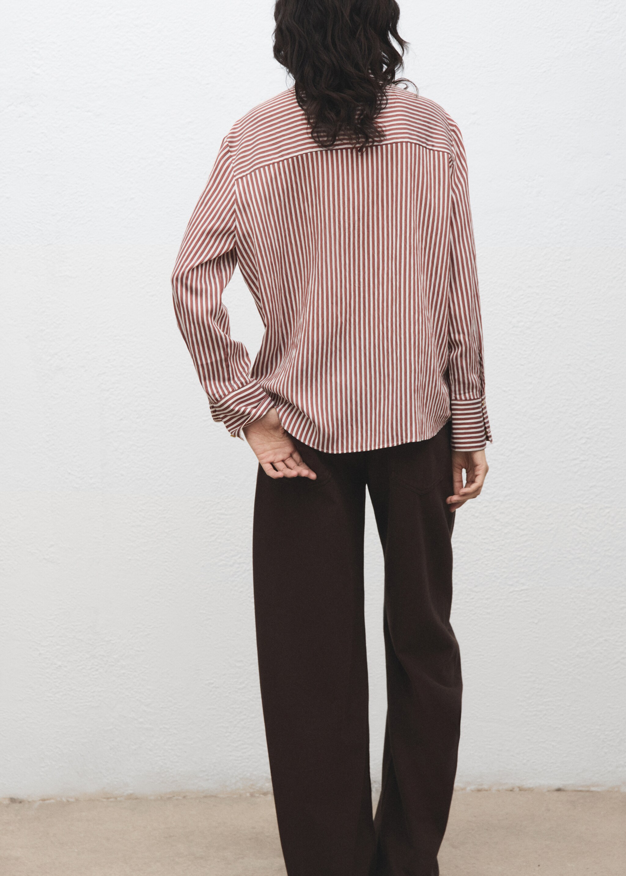 Striped straight shirt - Reverse of the article, Brown. Ref: 17095802-00.