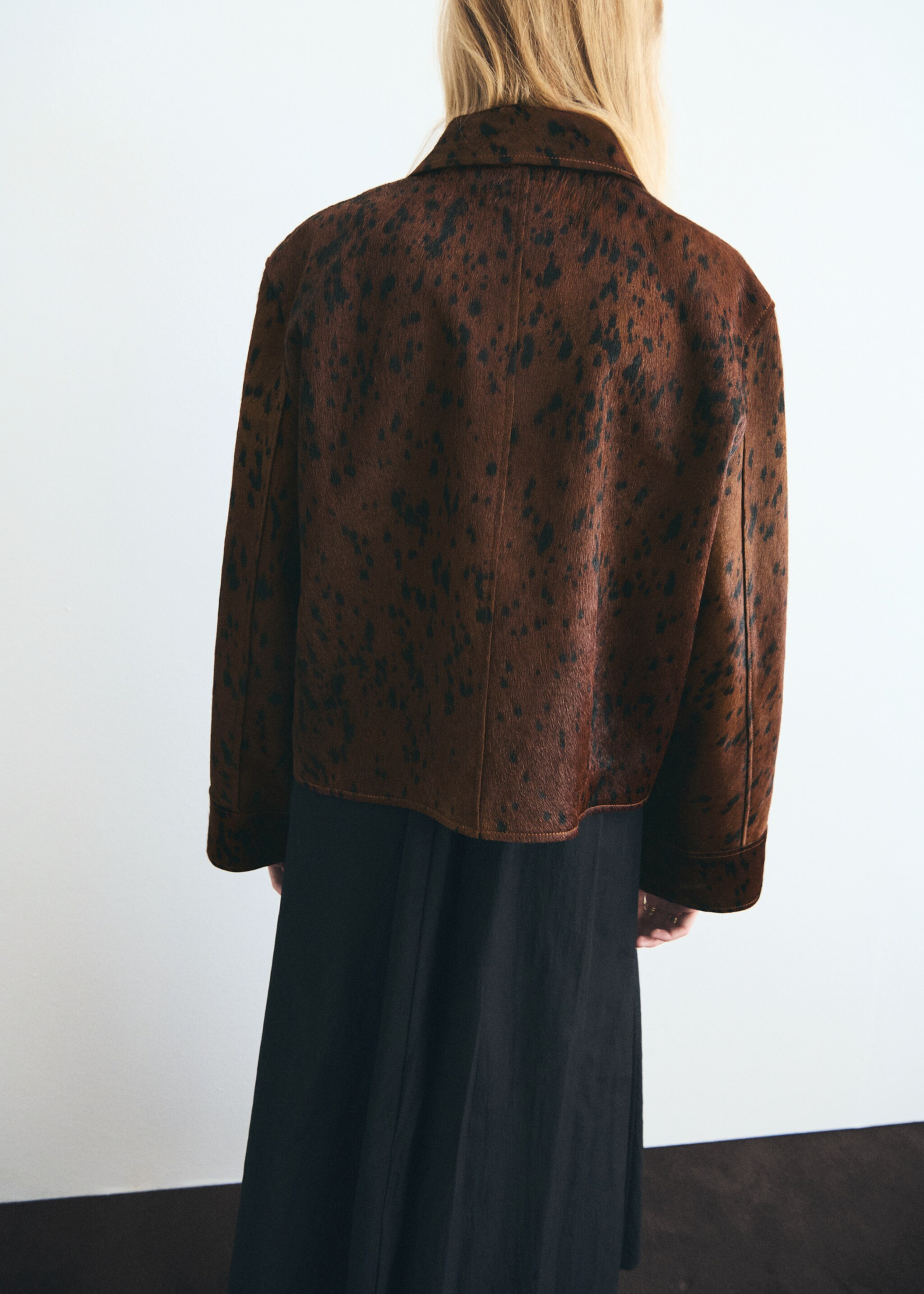 100% leather fur jacket - Reverse of the article, Medium Brown. Ref: 17095804-00.