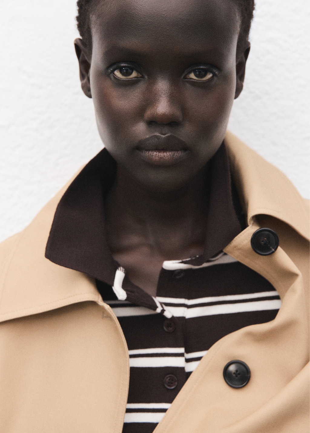 Striped polo-neck t-shirt