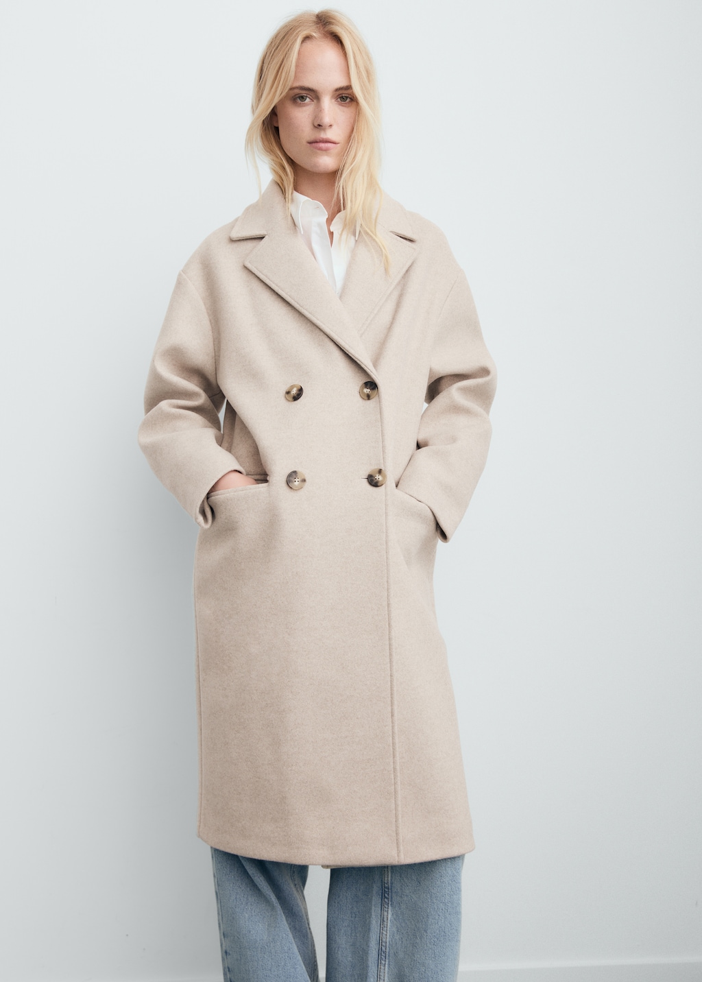 Mango Double-breasted midi coat