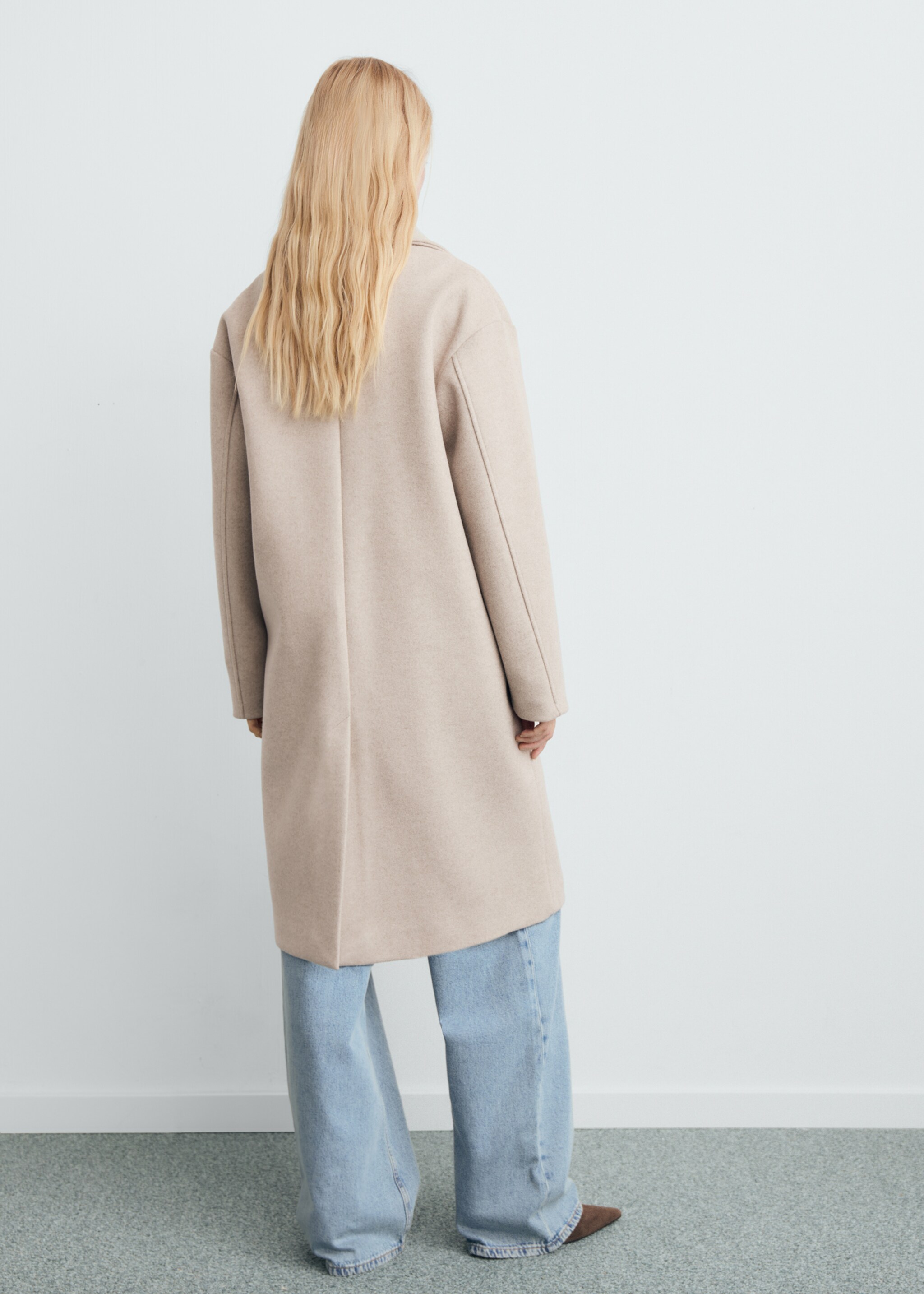 Double-breasted midi coat - Reverse of the article, Medium Brown. Ref: 17095812-00.