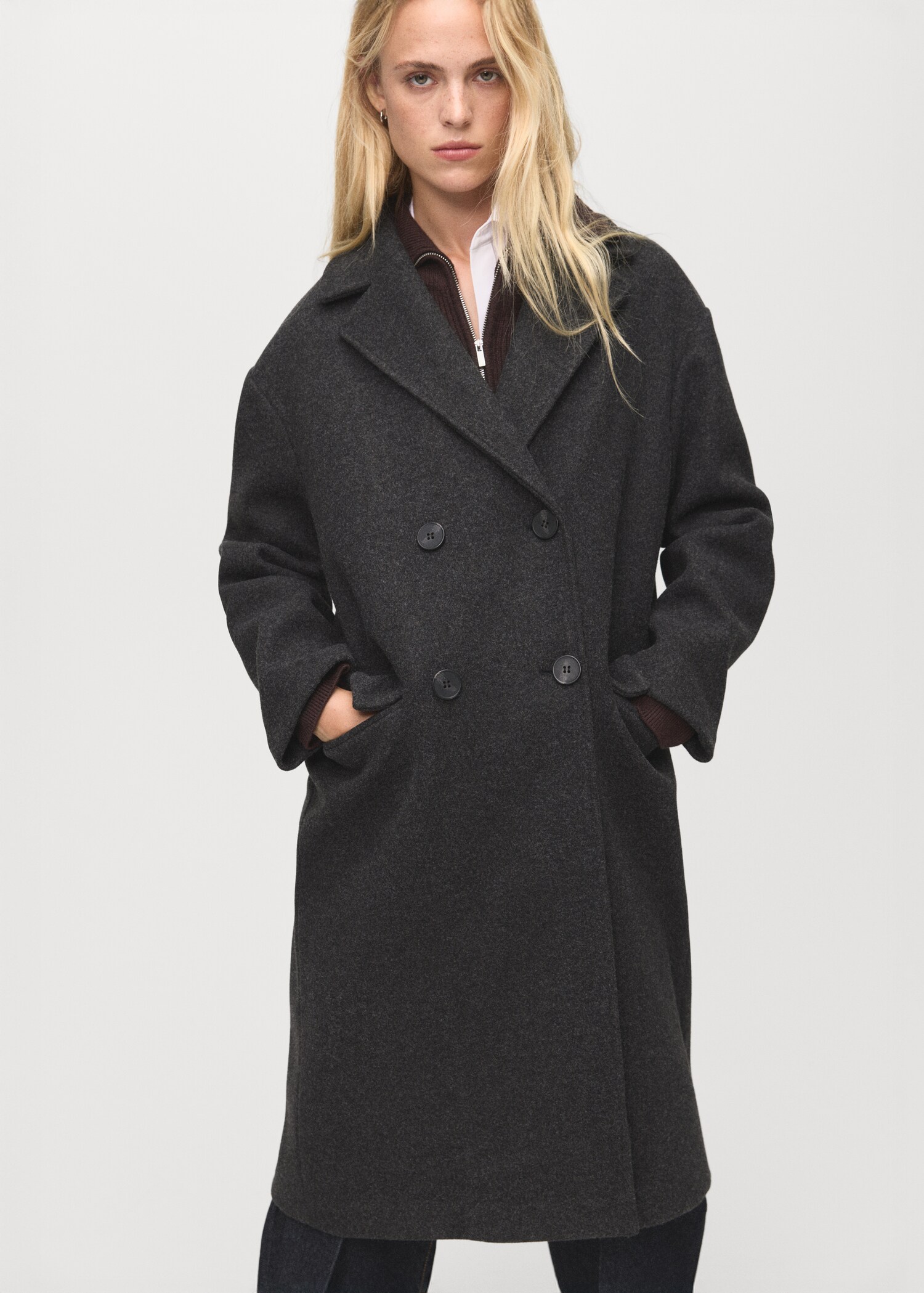 Double-breasted midi coat - Details of the article 1