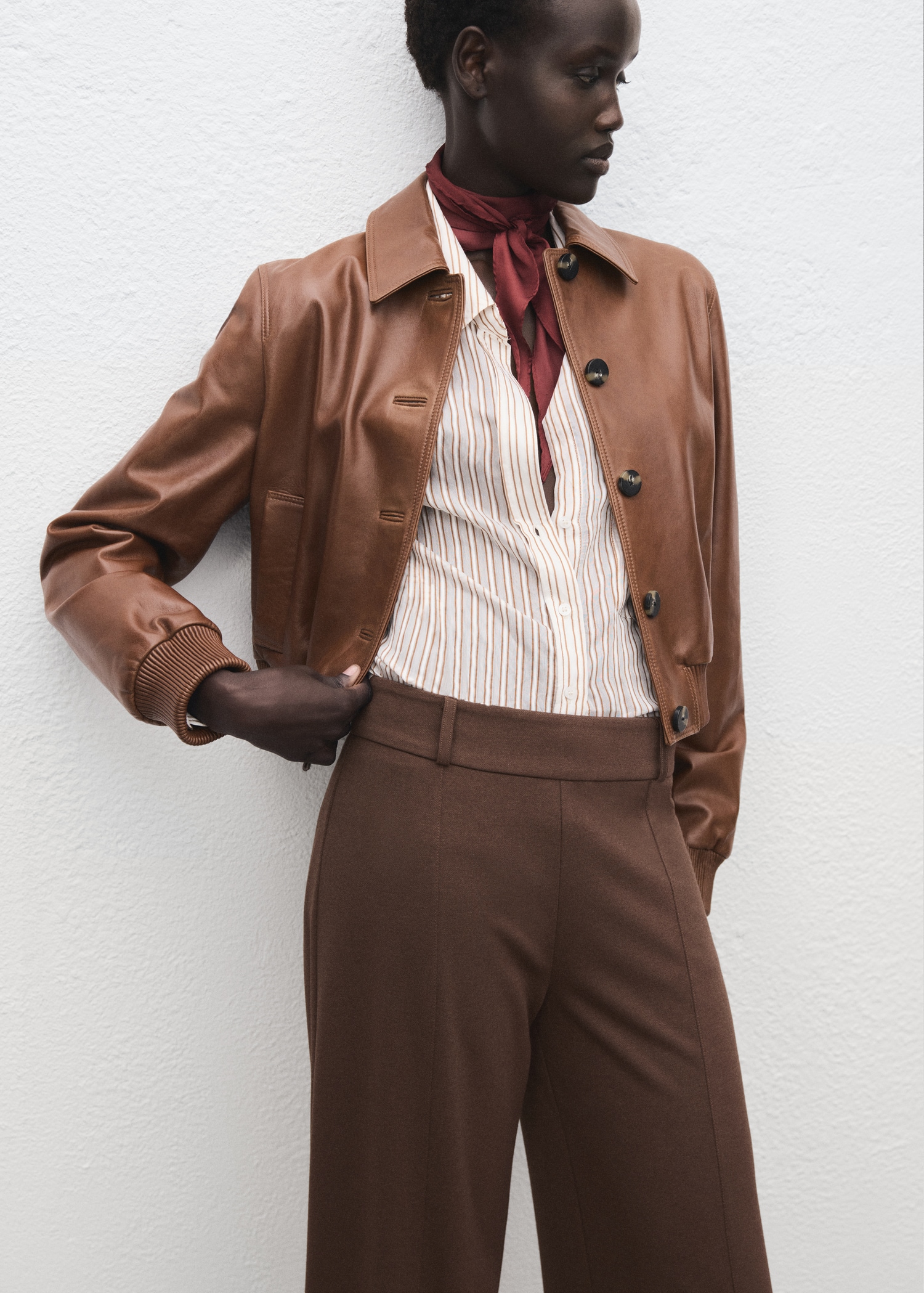 Pantaloni wide leg vita alta passanti Donna MANGO Italia