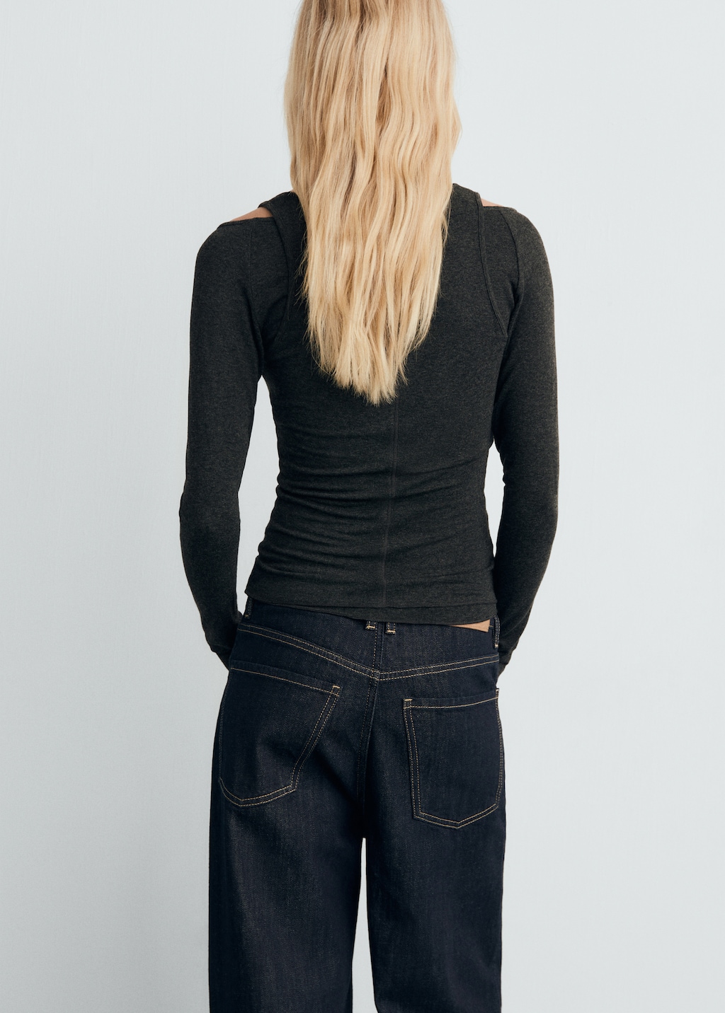 Combined crew neck sweater