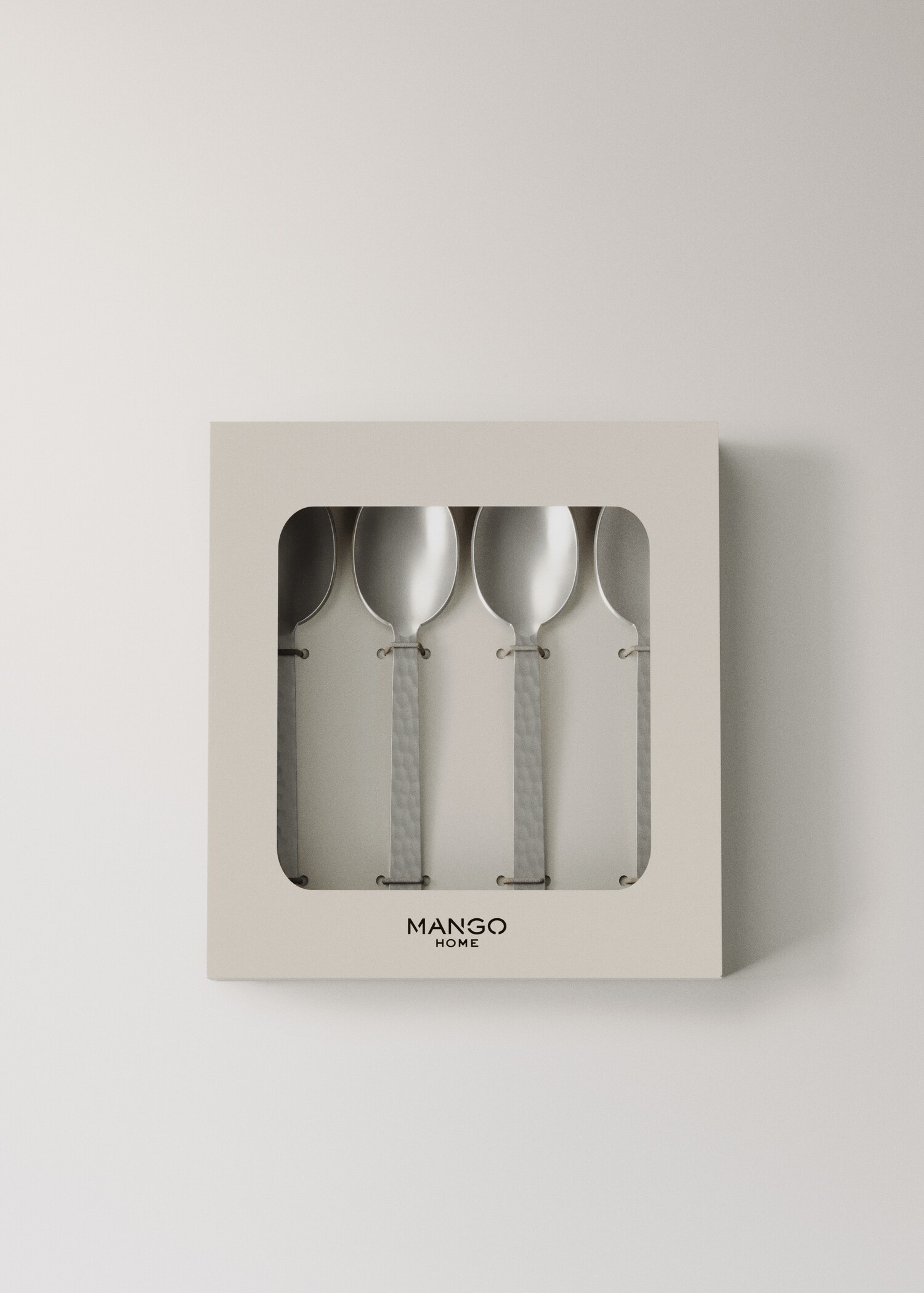 Set of 4 hammered stainless steel dessert spoons - Details of the article 3