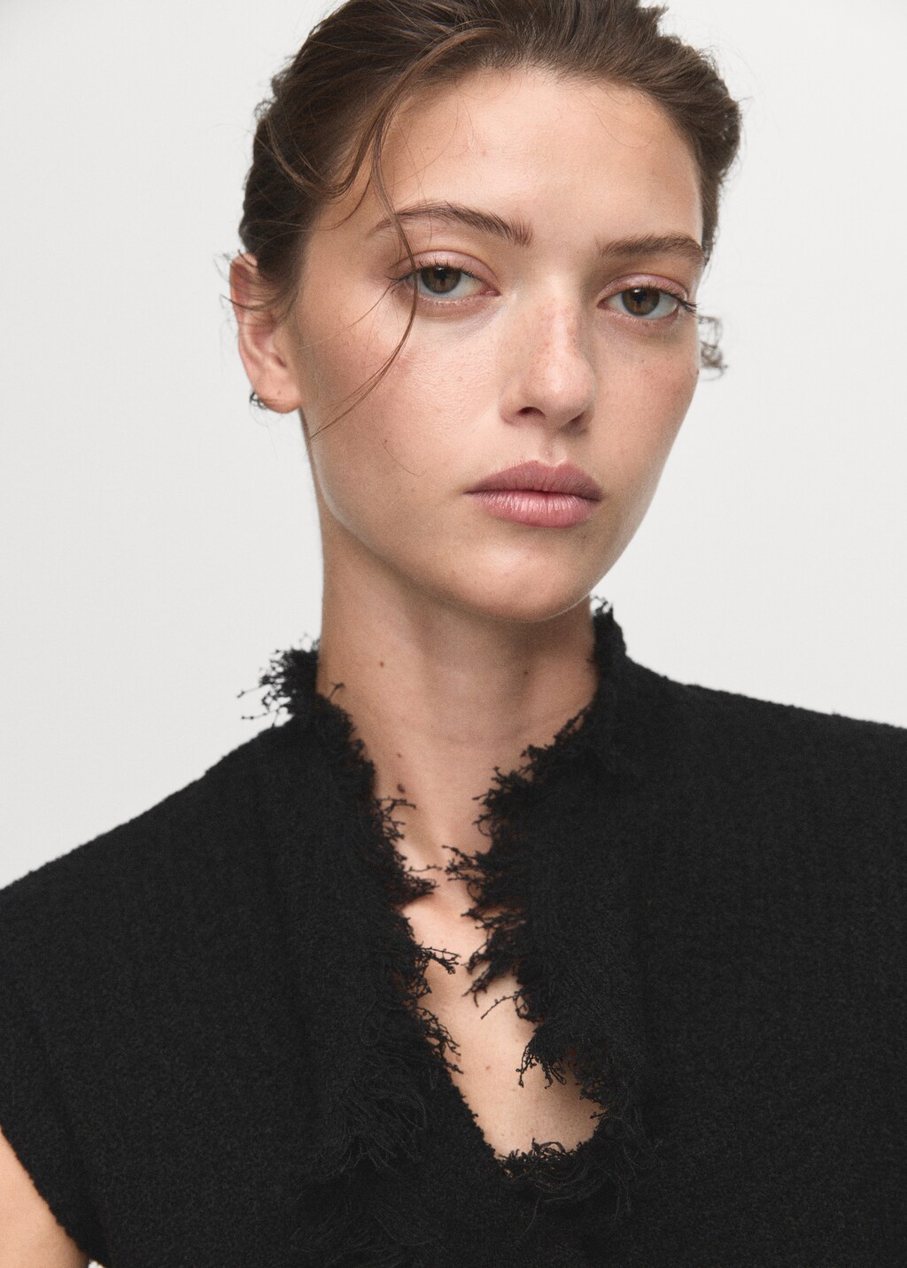 Mango Crossover top with frayed trim