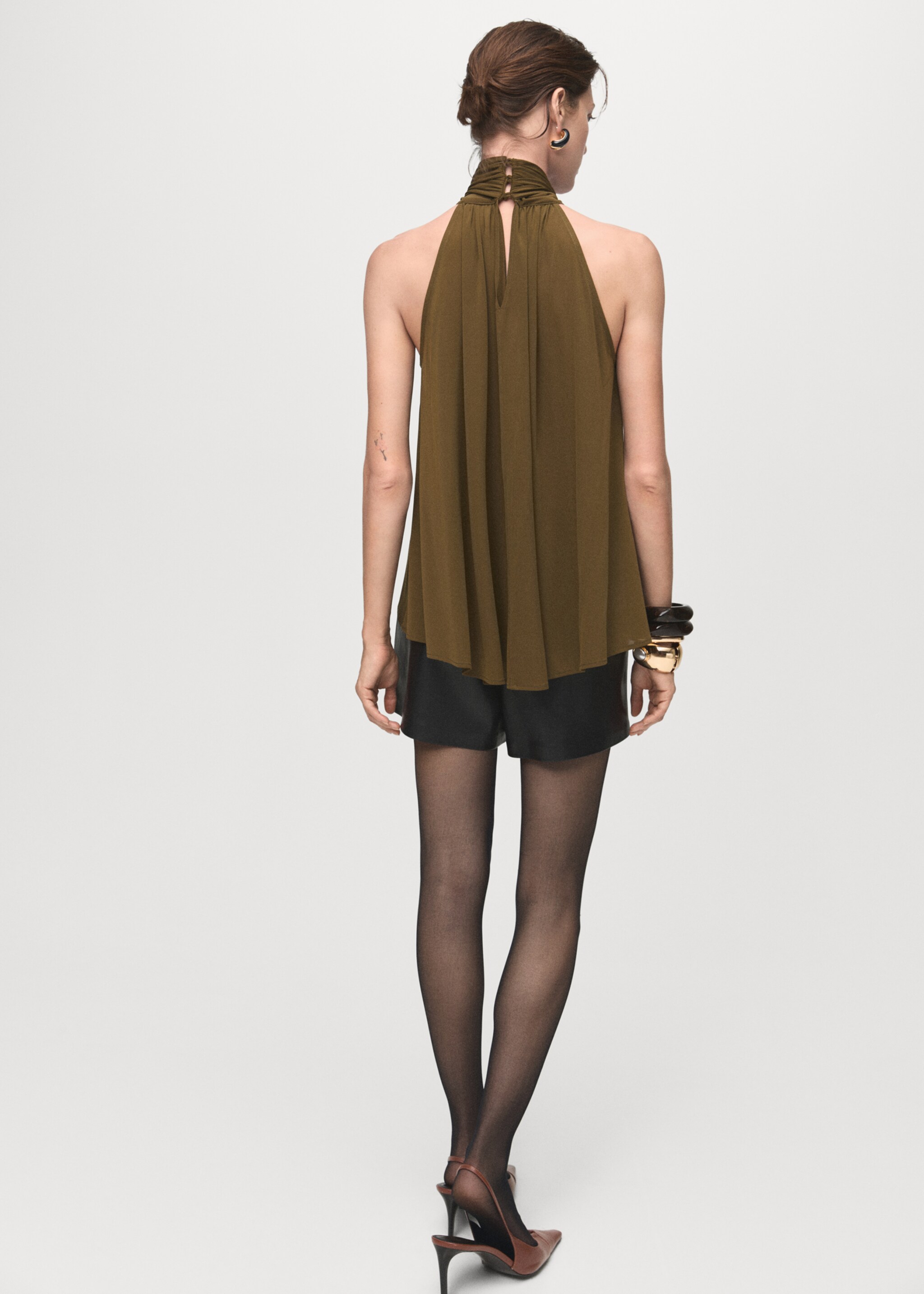 Top emmanchures américaines avec nœud - Verso de l’article, Kaki. Ref: 17095825-00.