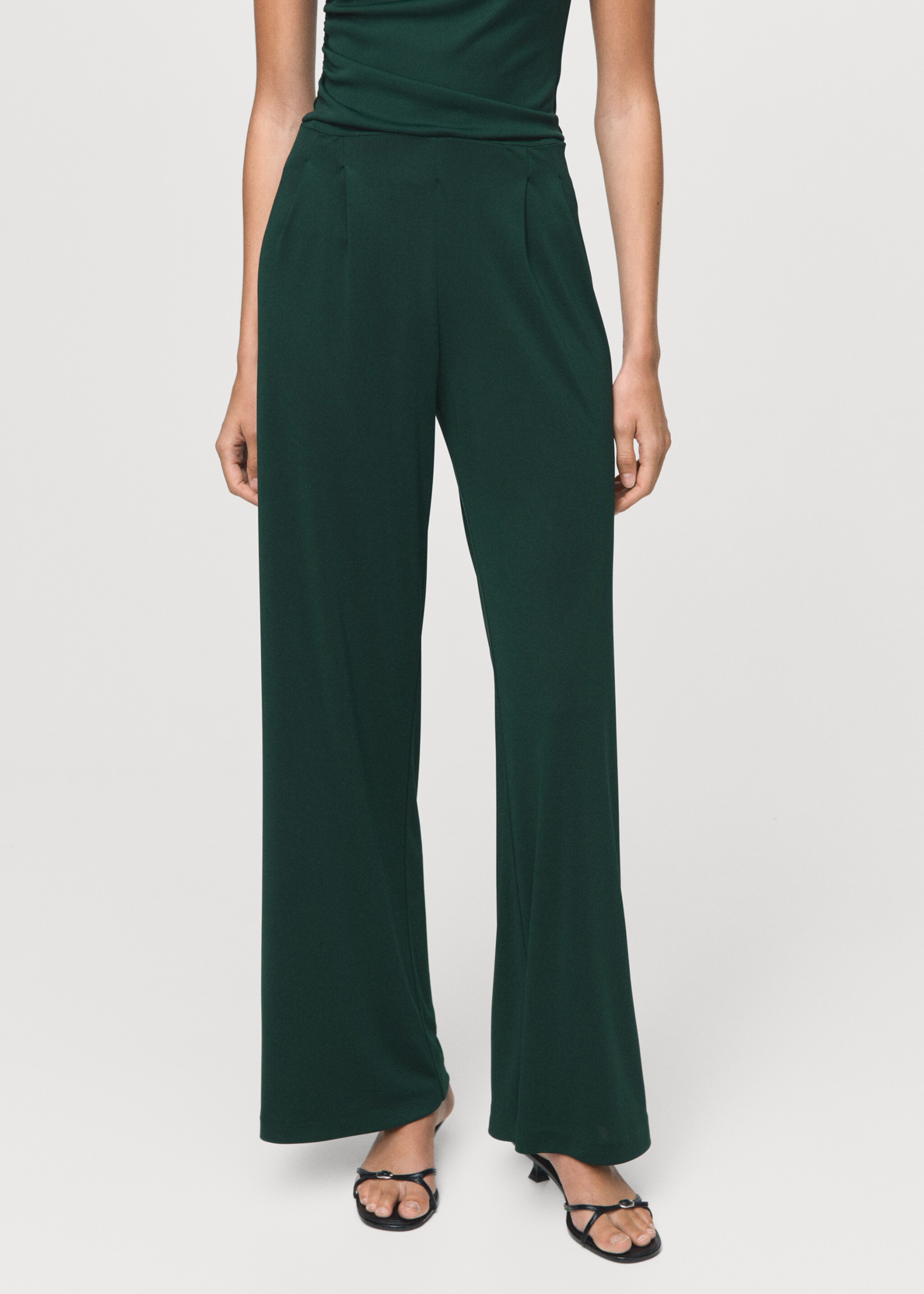Dart palazzo trousers - Medium plane, Dark Green. Ref: 17095826-00.