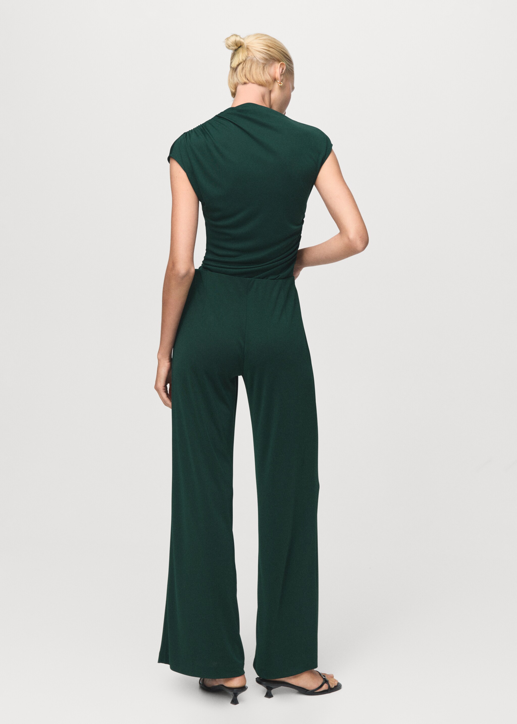 Dart palazzo trousers - Reverse of the article, Dark Green. Ref: 17095826-00.