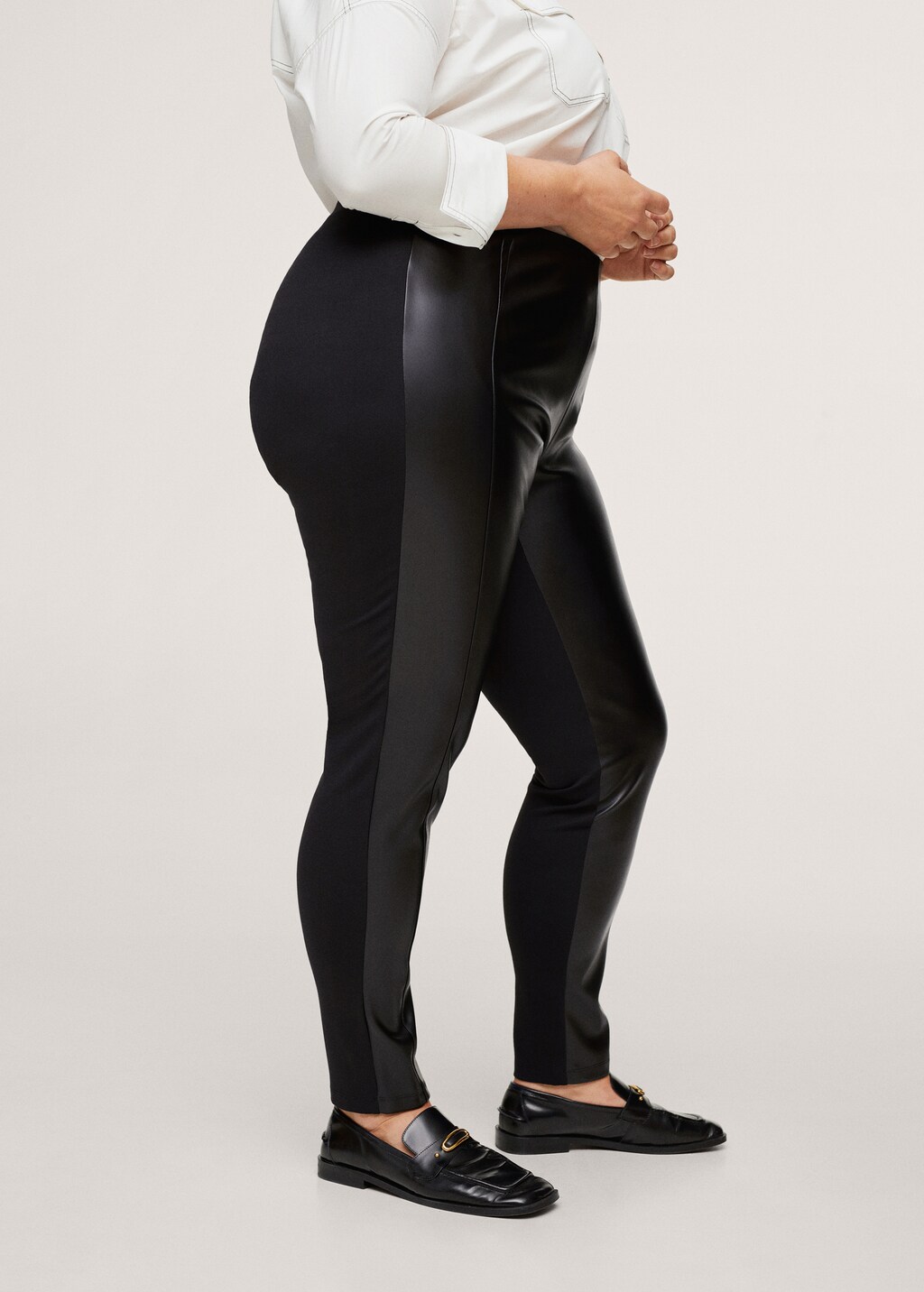 Leather and fabric leggings hotsell