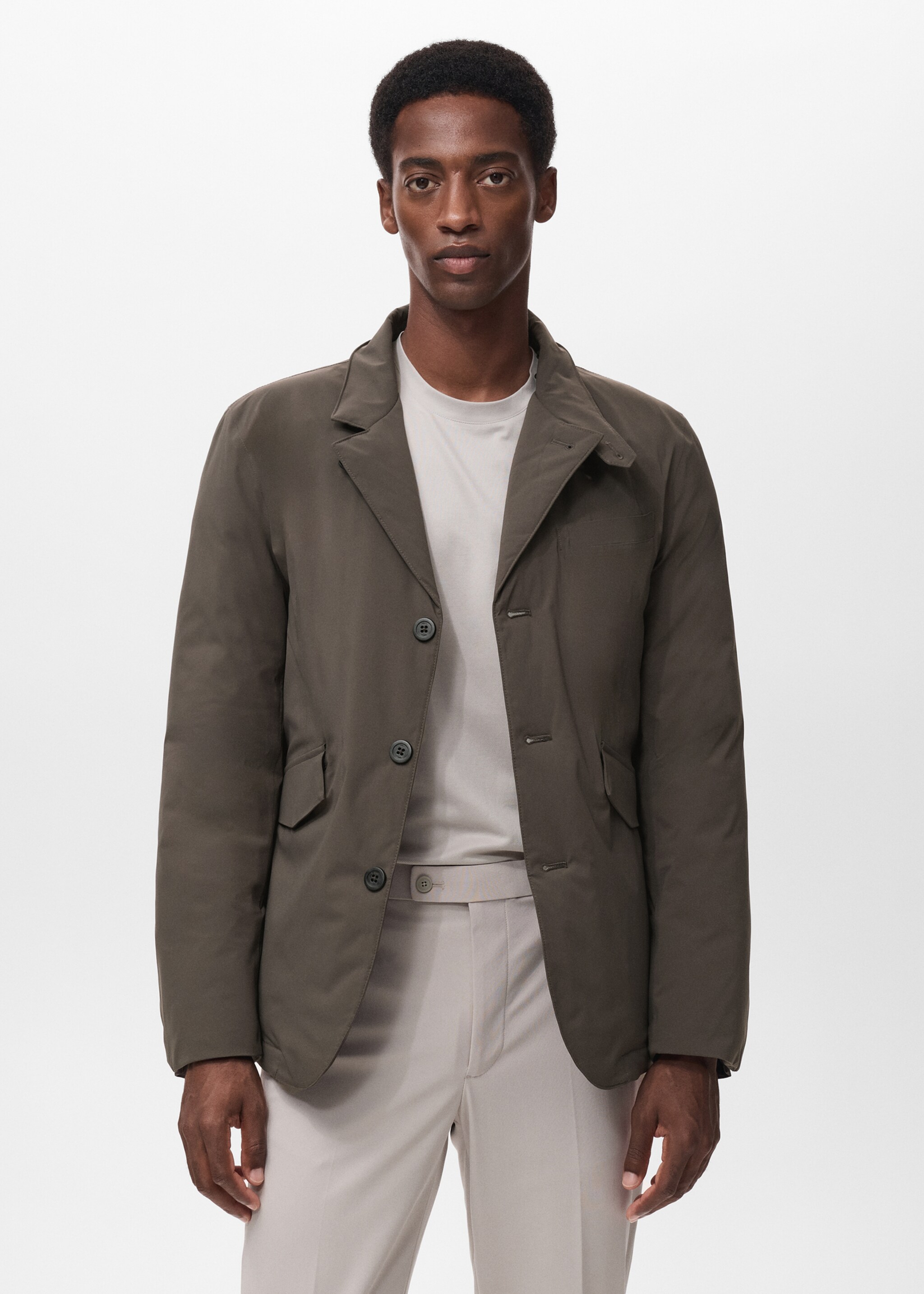 Waterproof Thermolite® jacket with pockets - Details of the article 4, Medium Brown. Ref: 17095967-00.