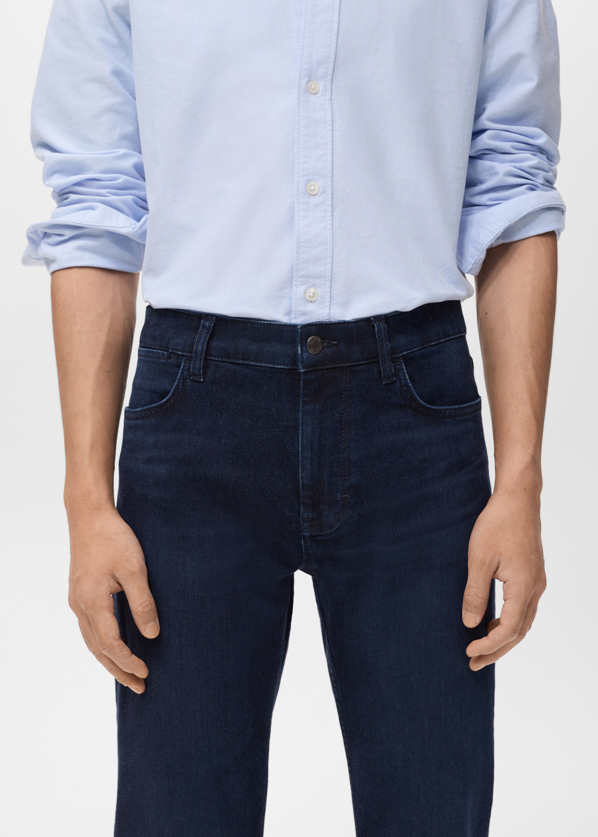 Veste slim-fit micro pied-de-poule - Détail de l'article 6, Bleu foncé intense. Ref: 17095968-00.