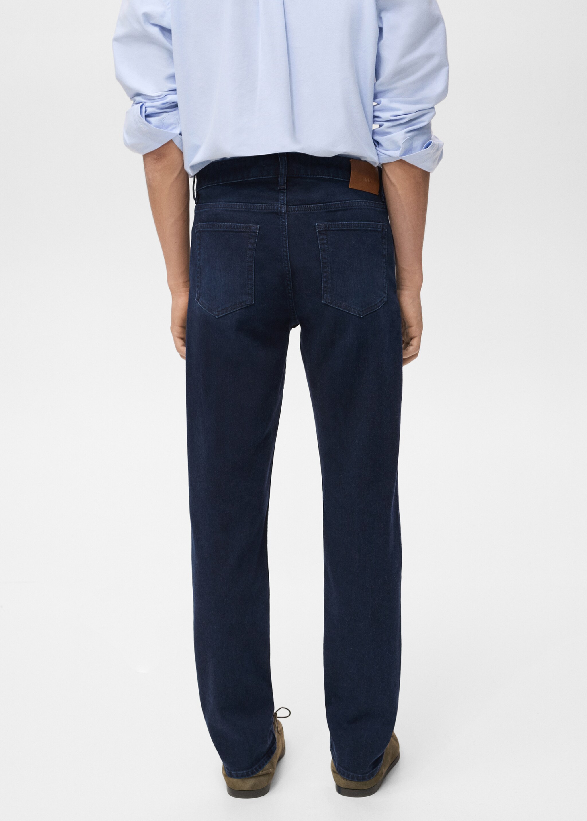 Veste slim-fit micro pied-de-poule - Verso de l’article, Bleu foncé intense. Ref: 17095968-00.