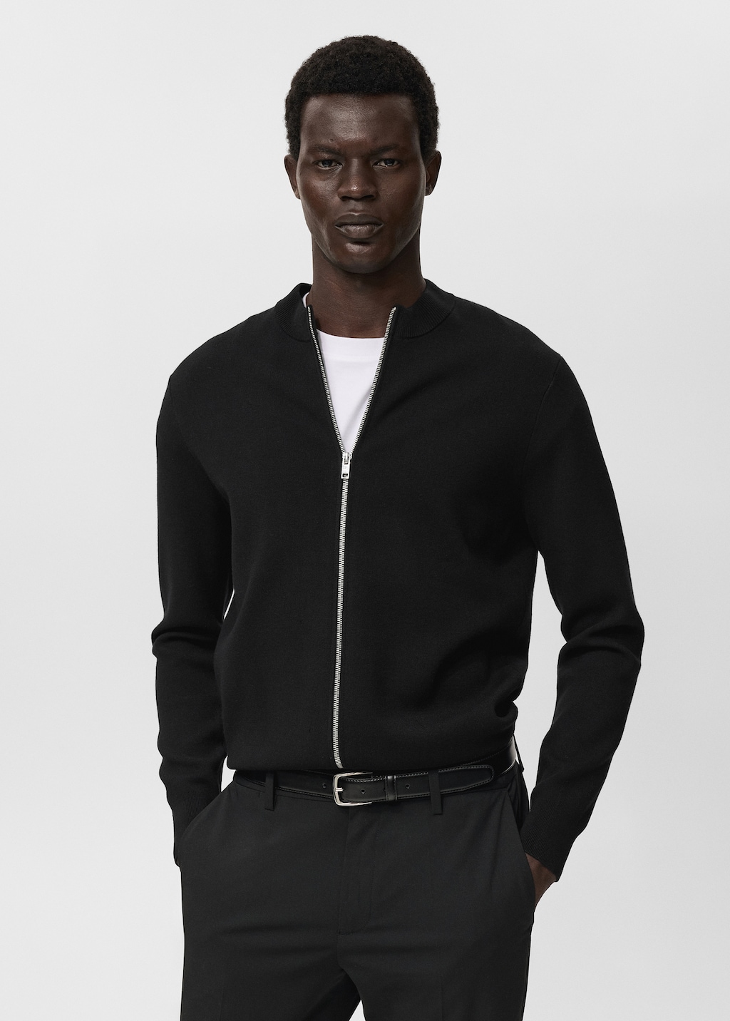 Zipped knit cardigan - Men | MANGO USA