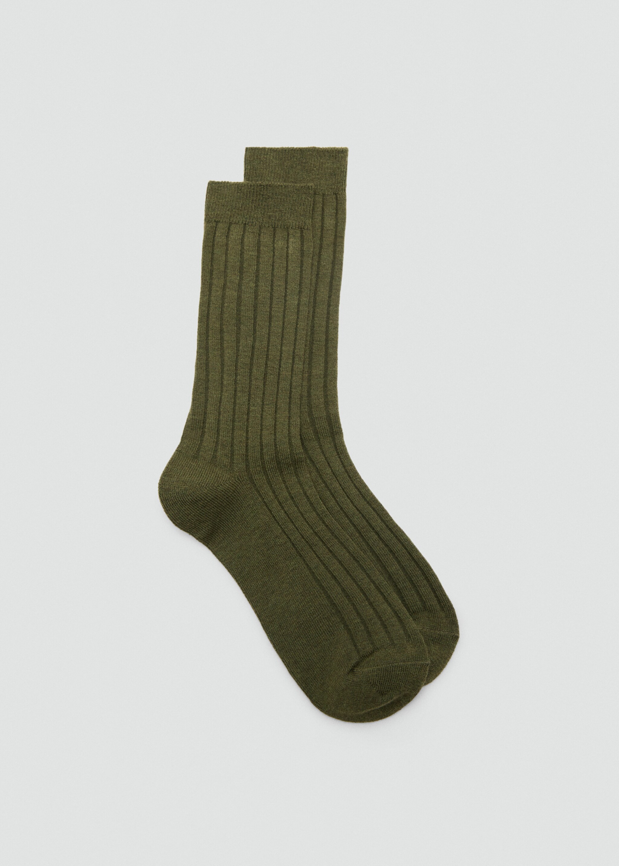 Ribbed wool blend socks - Article without model, Medium Green. Ref: 17095971-00.