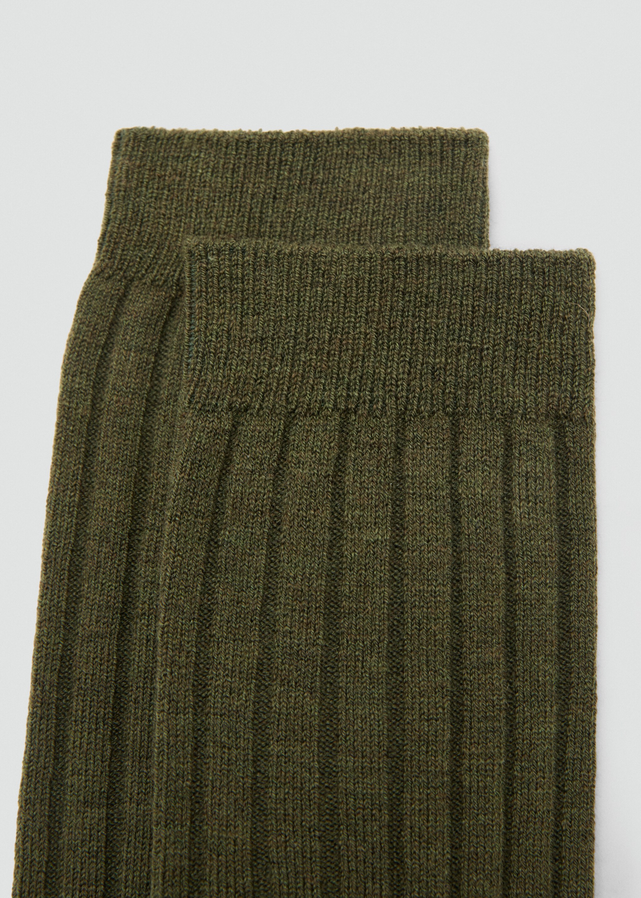 Ribbed wool blend socks - Details of the article 1, Medium Green. Ref: 17095971-00.