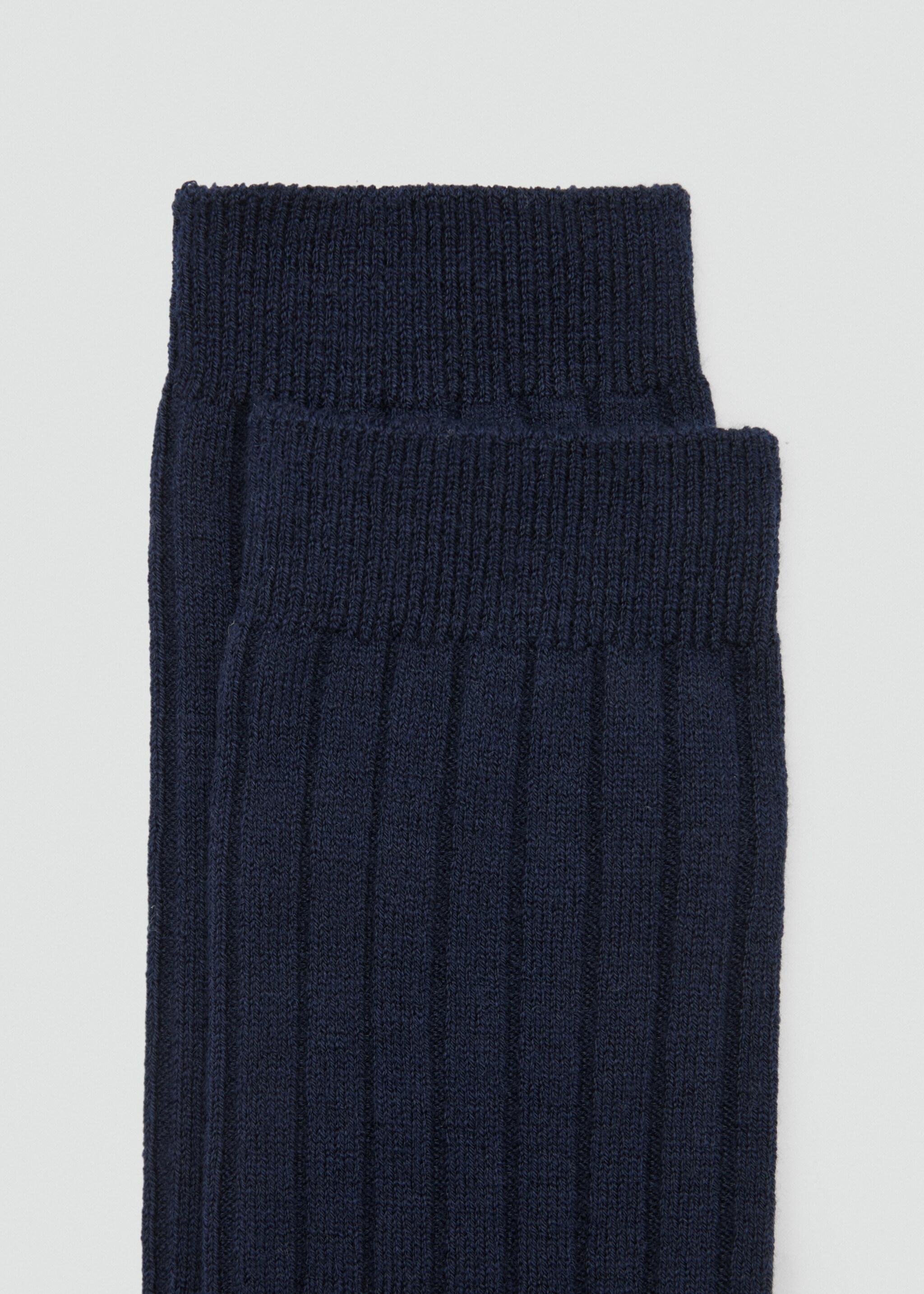 Ribbed wool blend socks - Medium plane, Navy. Ref: 17095971-00.