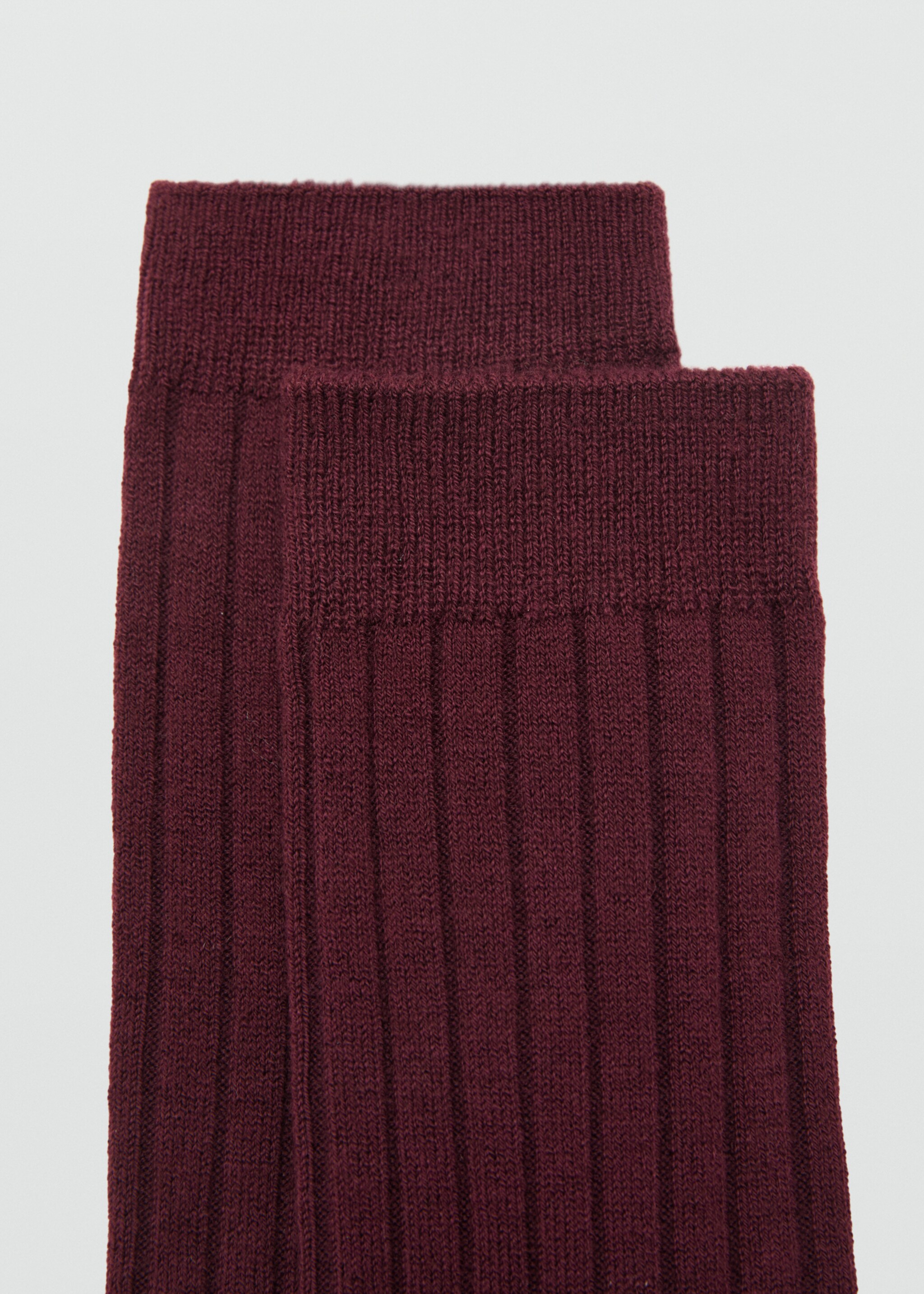 Ribbed wool blend socks - Details of the article 1, Burgundy. Ref: 17095971-00.