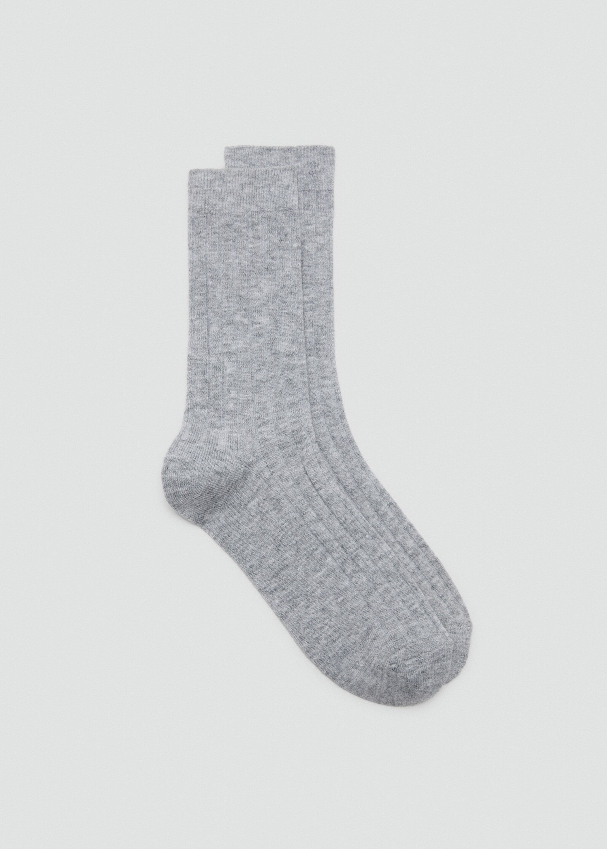 Ribbed wool blend socks - Article without model, Medium Heather Grey. Ref: 17095971-00.