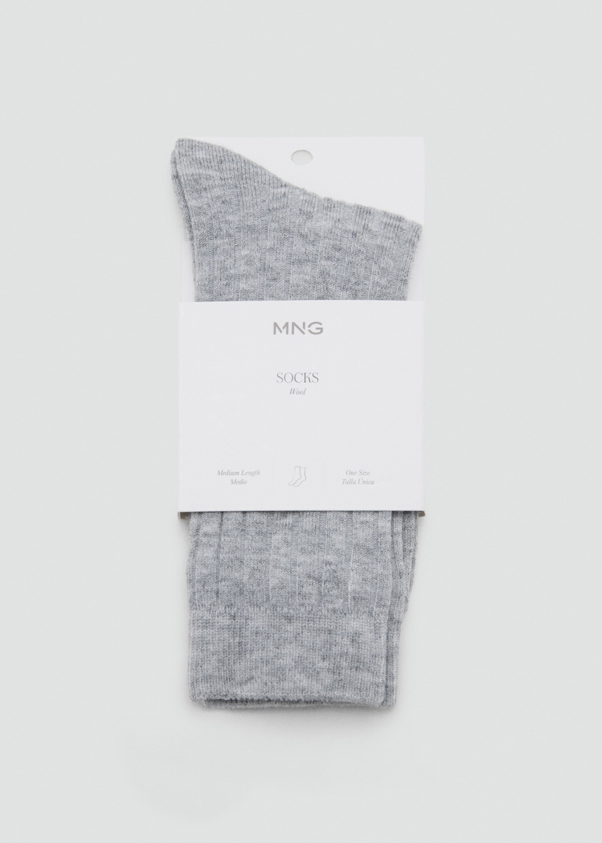 Ribbed wool blend socks - Details of the article 2, Medium Heather Grey. Ref: 17095971-00.