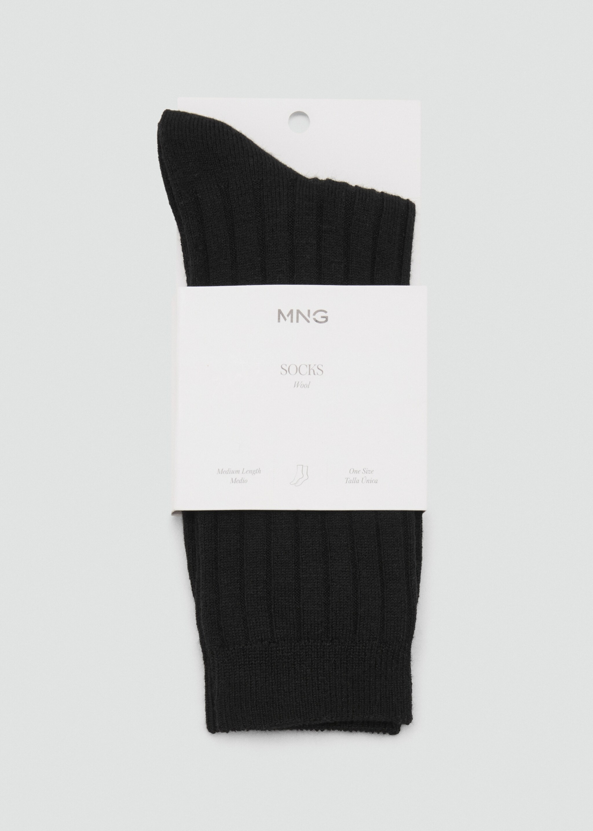 Ribbed wool blend socks - Details of the article 2, Black. Ref: 17095971-00.