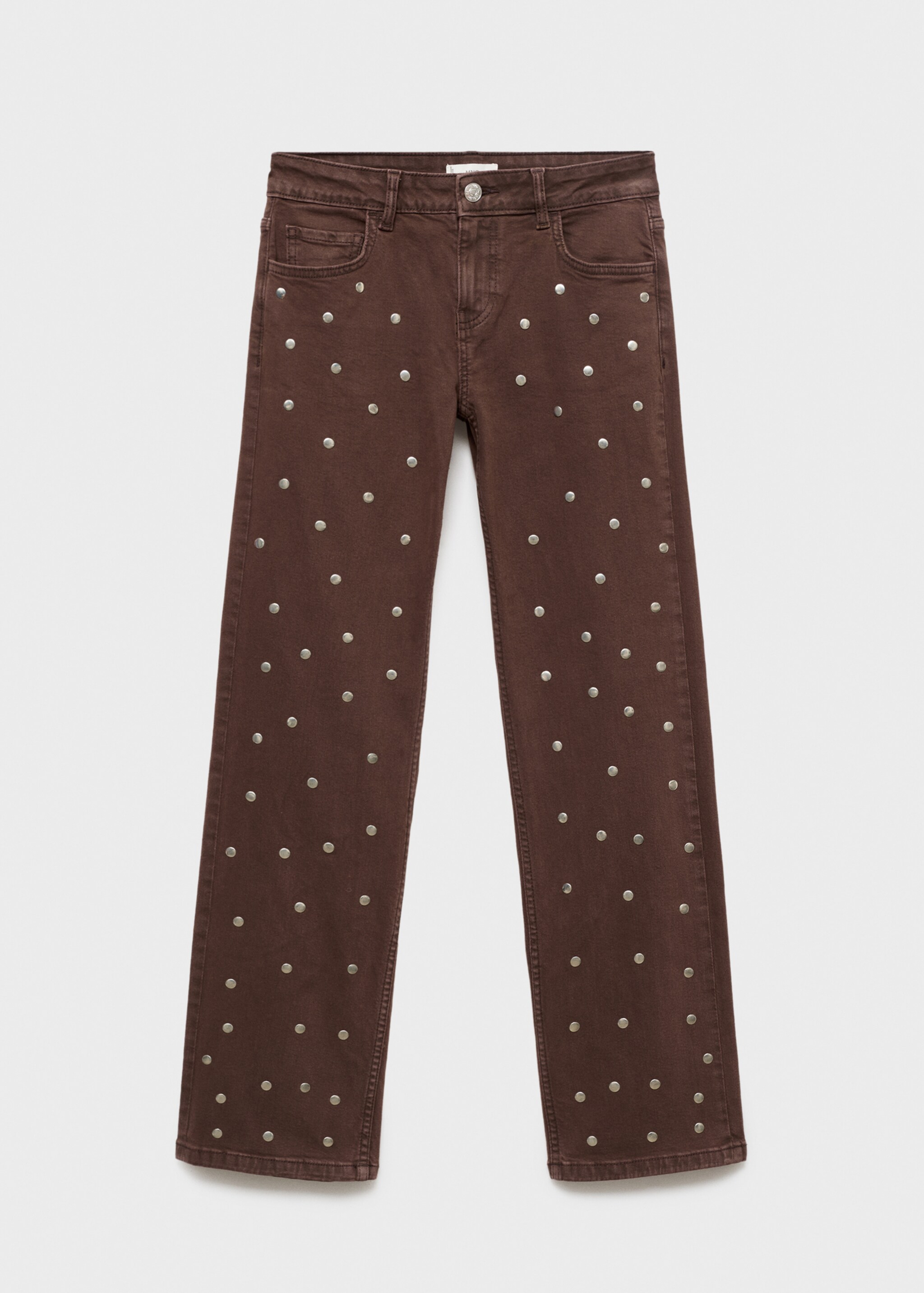 Jean droit rivets - Article sans modèle, Chocolat. Ref: 17095974-00.