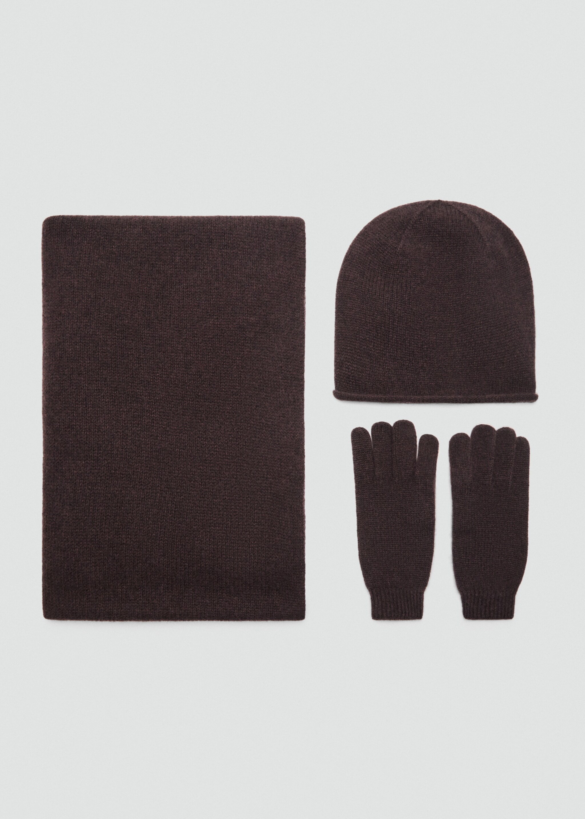 100% Cashmere gloves - Details of the article 1, Chocolate. Ref: 17095975-00.