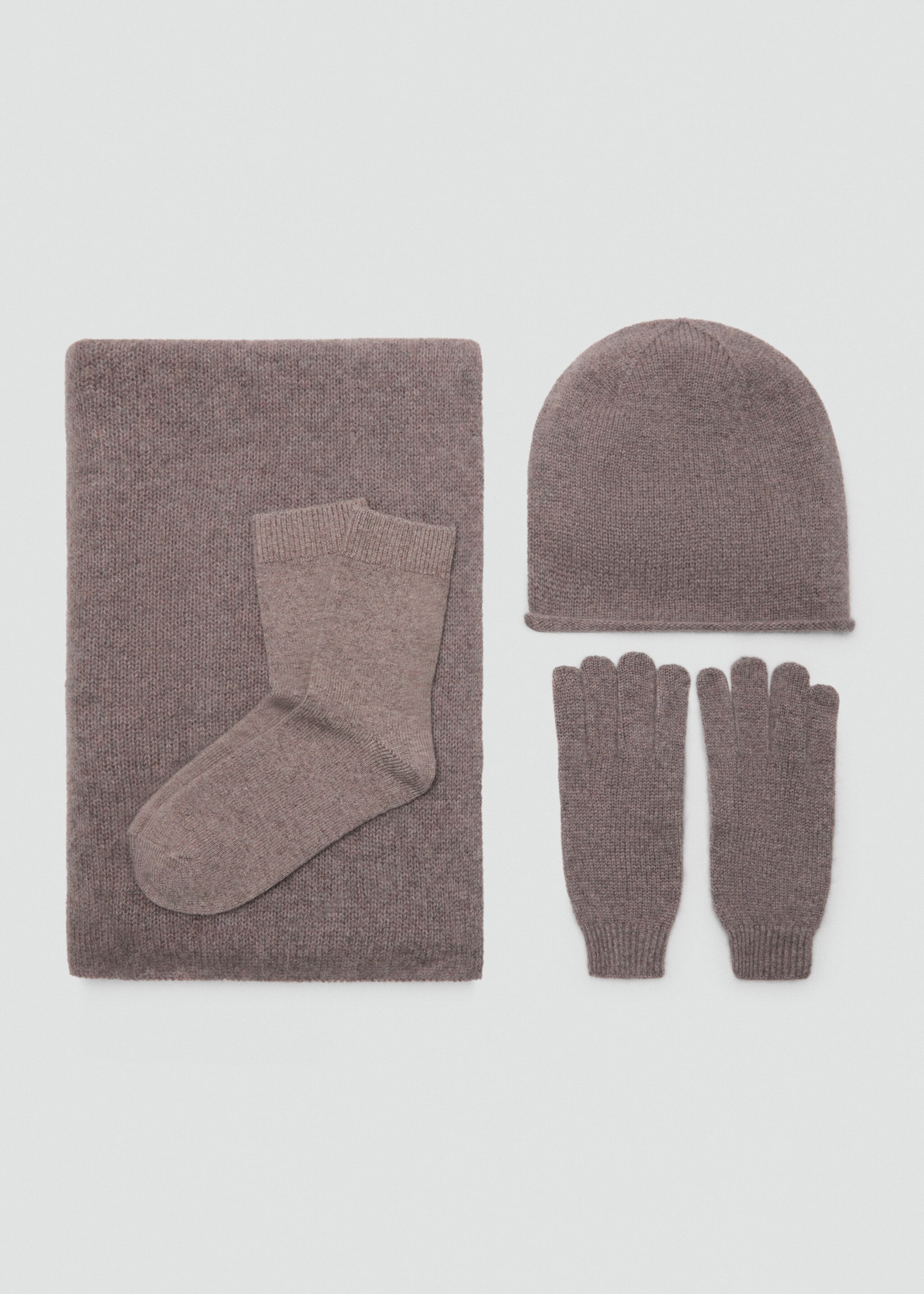 100% Cashmere gloves - Details of the article 1, Medium Brown. Ref: 17095975-00.