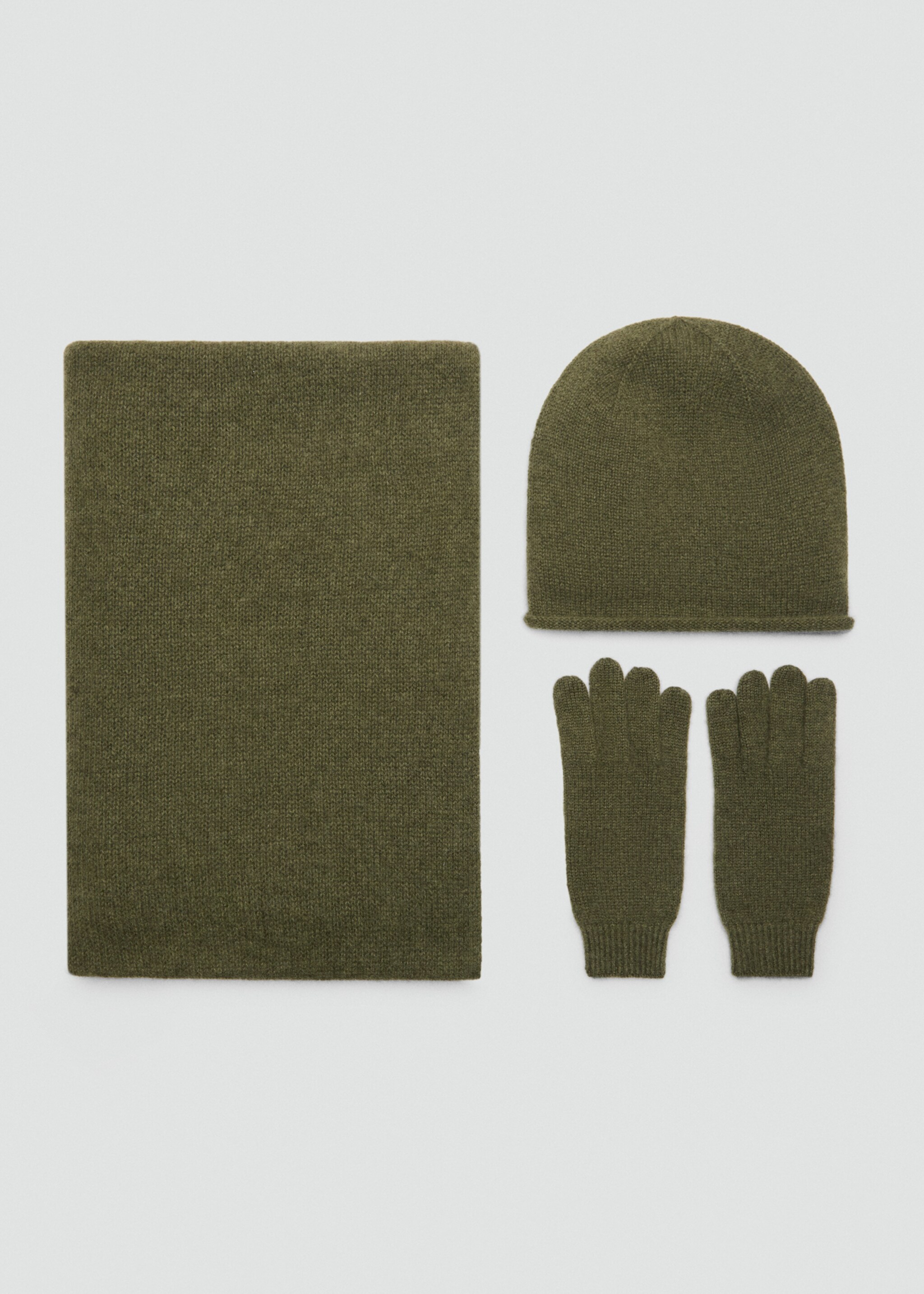 100% Cashmere gloves - Details of the article 1, Medium Green. Ref: 17095975-00.