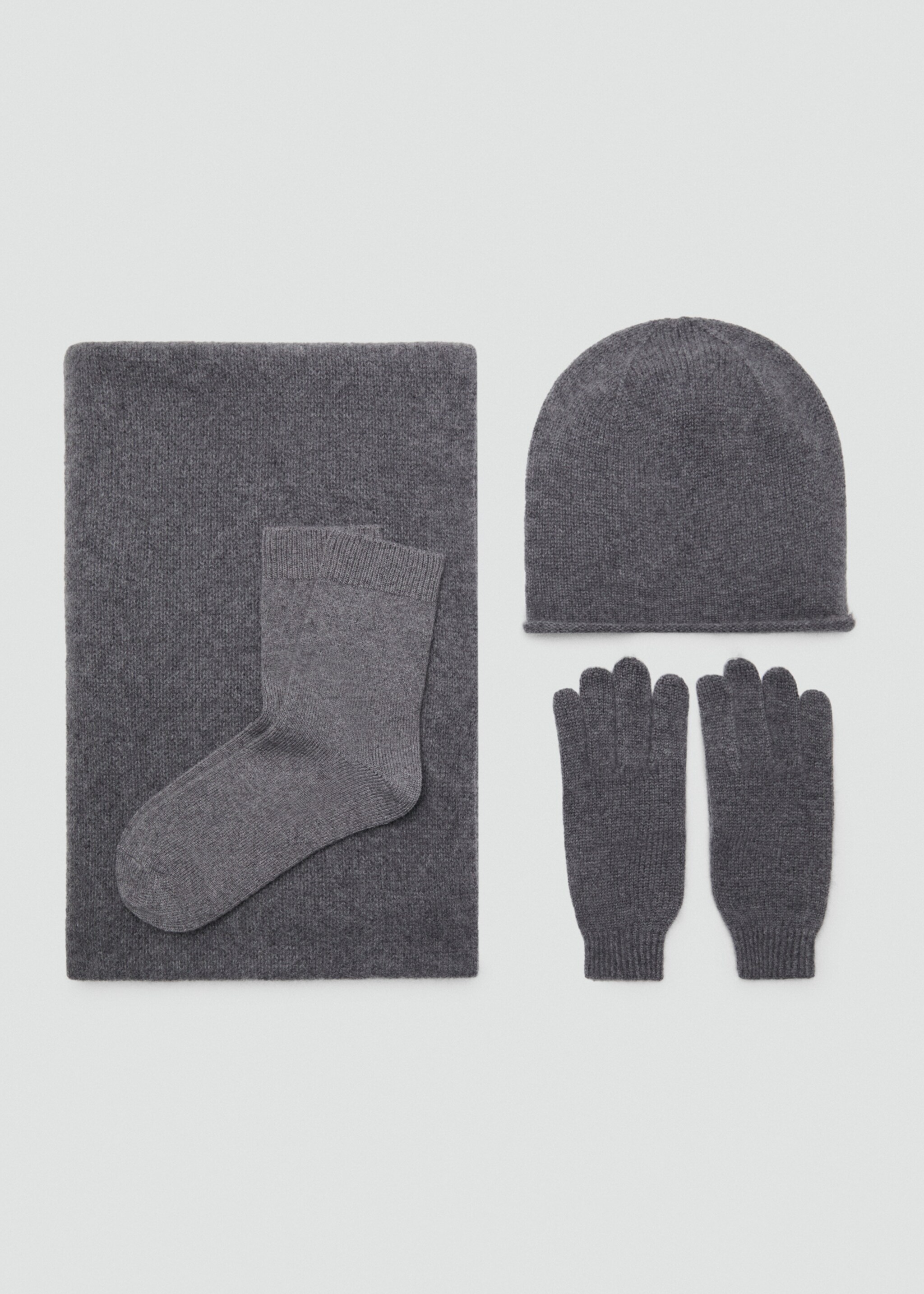100% Cashmere gloves - Details of the article 1, Medium Heather Grey. Ref: 17095975-00.