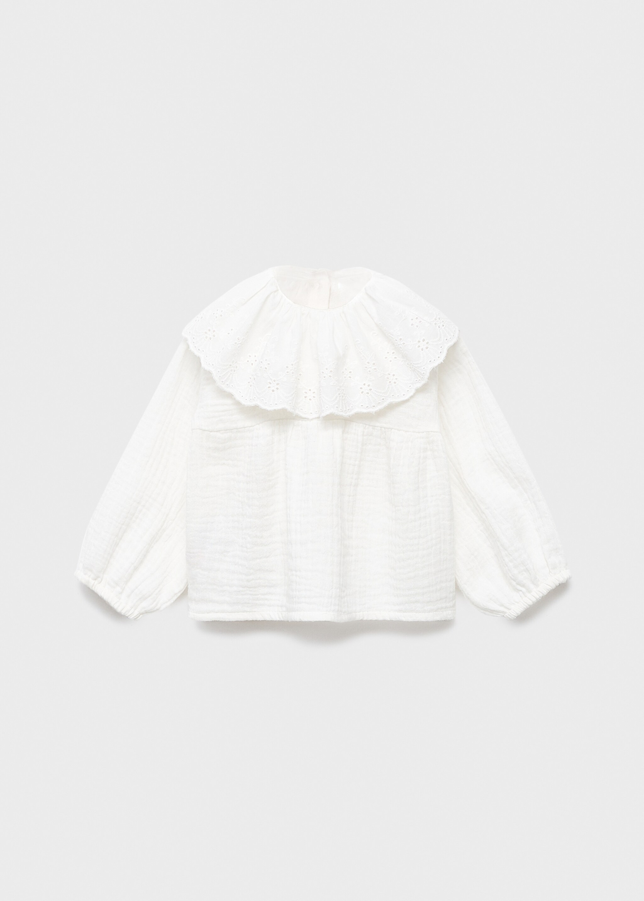 Embroidered babydoll-collar blouse - Article without model, Off White. Ref: 17095977-00.