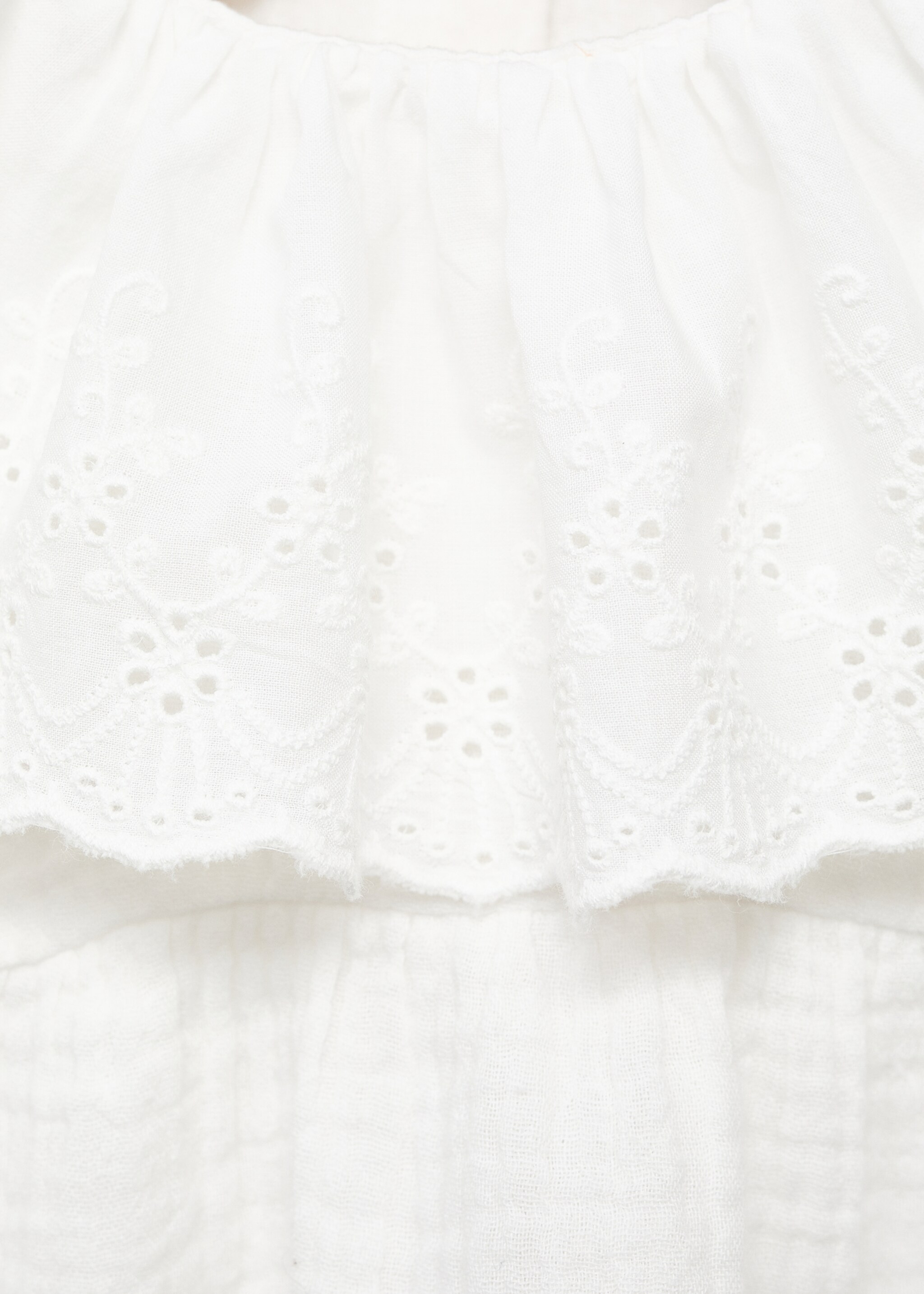 Embroidered babydoll-collar blouse - Details of the article 8, Off White. Ref: 17095977-00.