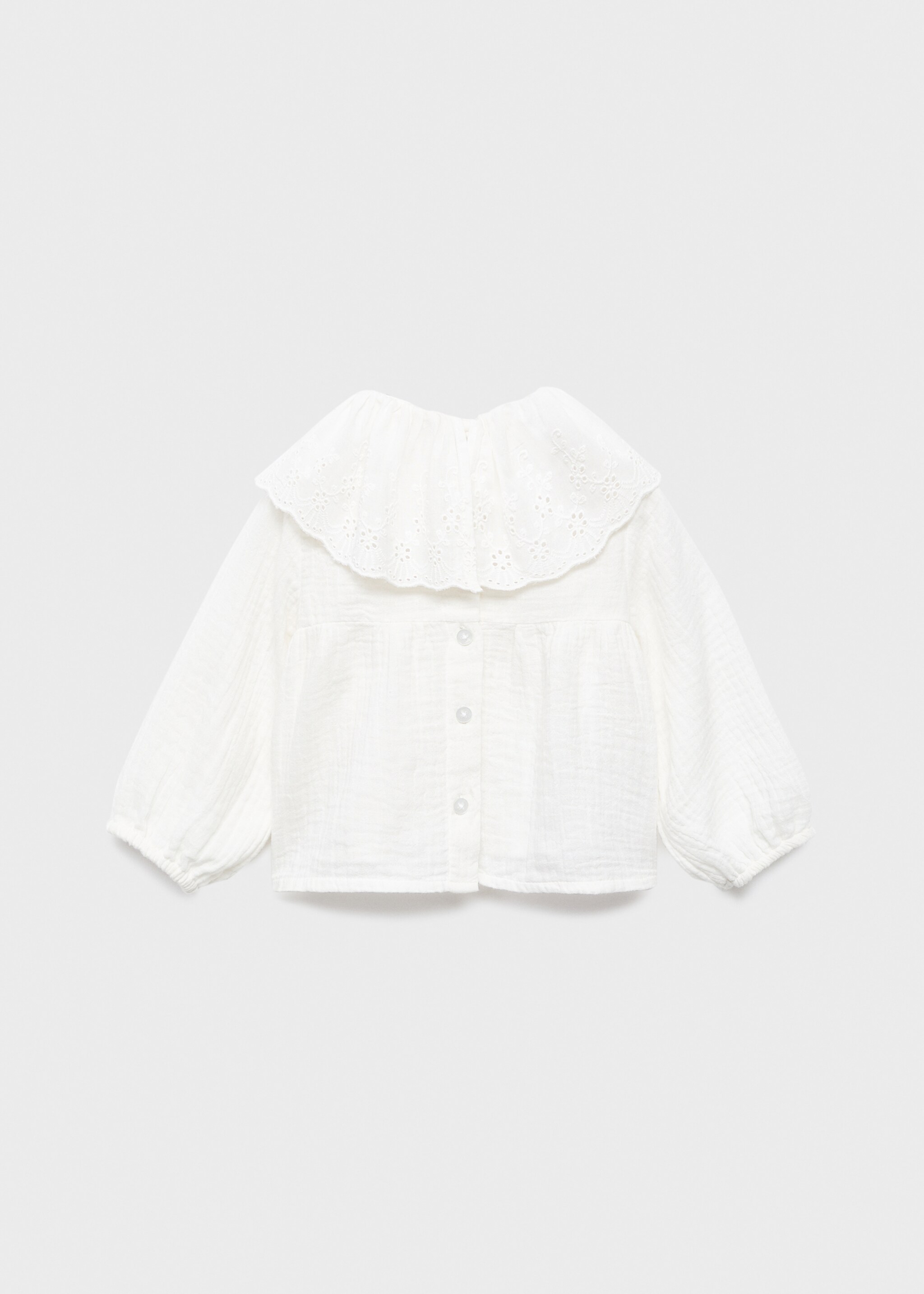 Embroidered babydoll-collar blouse - Reverse of the article, Off White. Ref: 17095977-00.