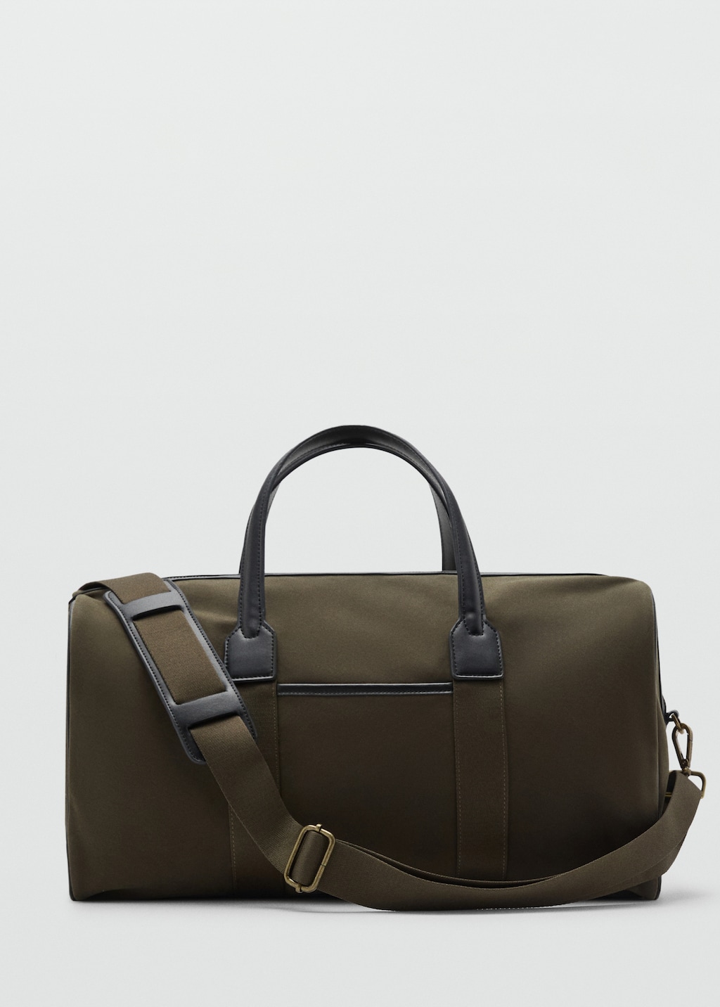 Combined leather and cotton bowling handbag