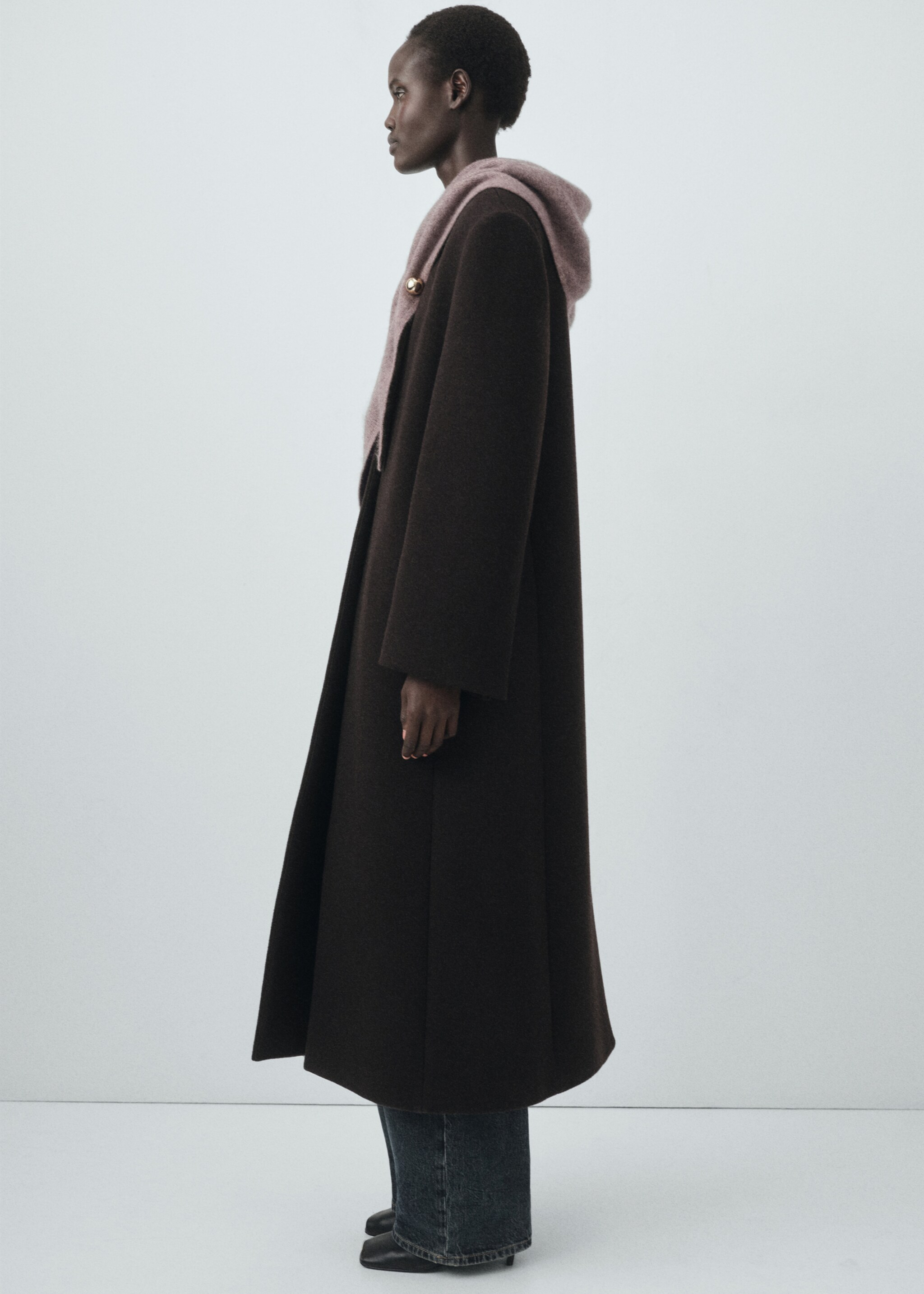 Cashmere-blend knitted shawl - Details of the article 9, Medium Brown. Ref: 17095983-00.
