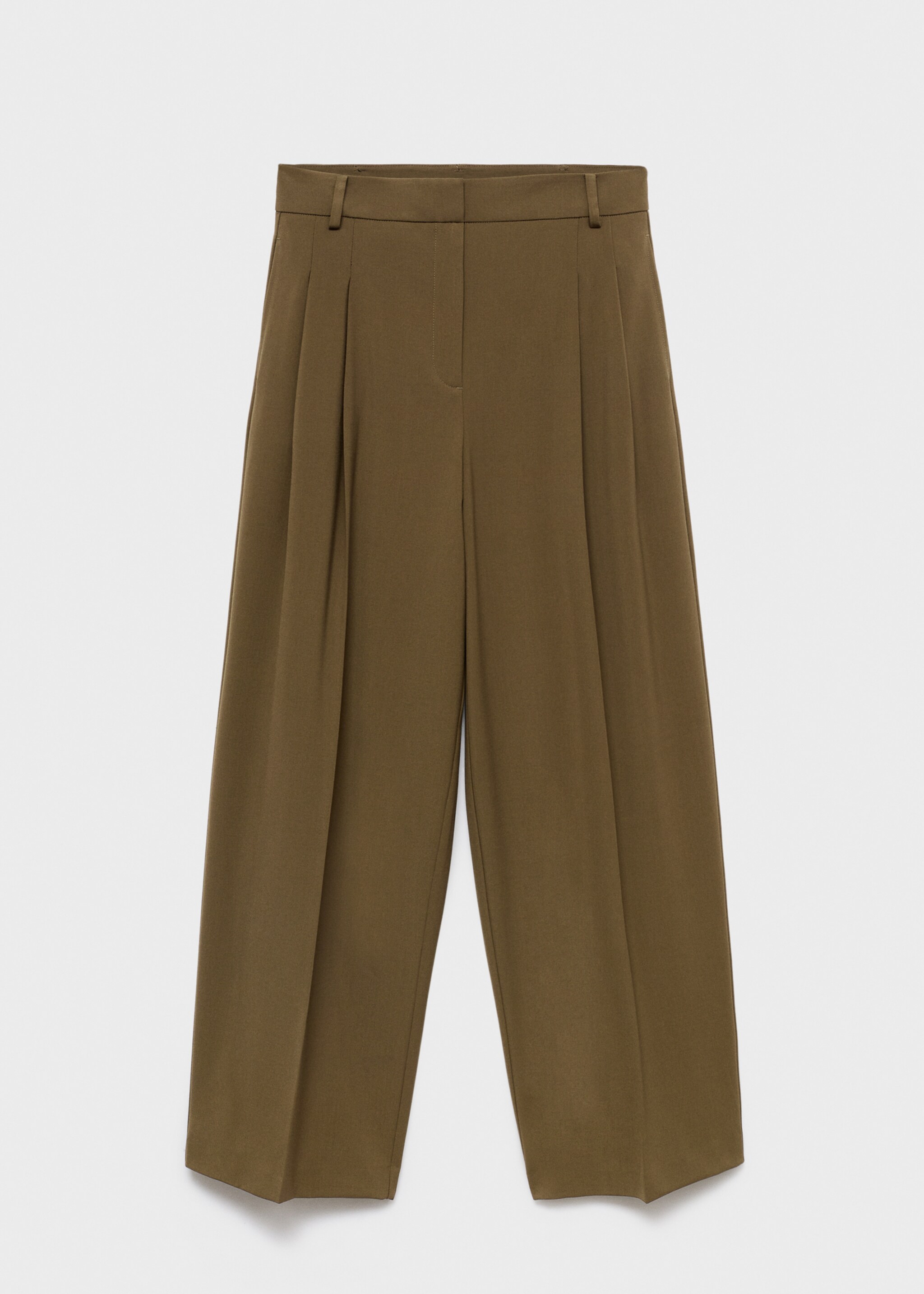 Pantalon wide leg à pinces taille normale - Article sans modèle, Kaki. Ref: 17095990-00.