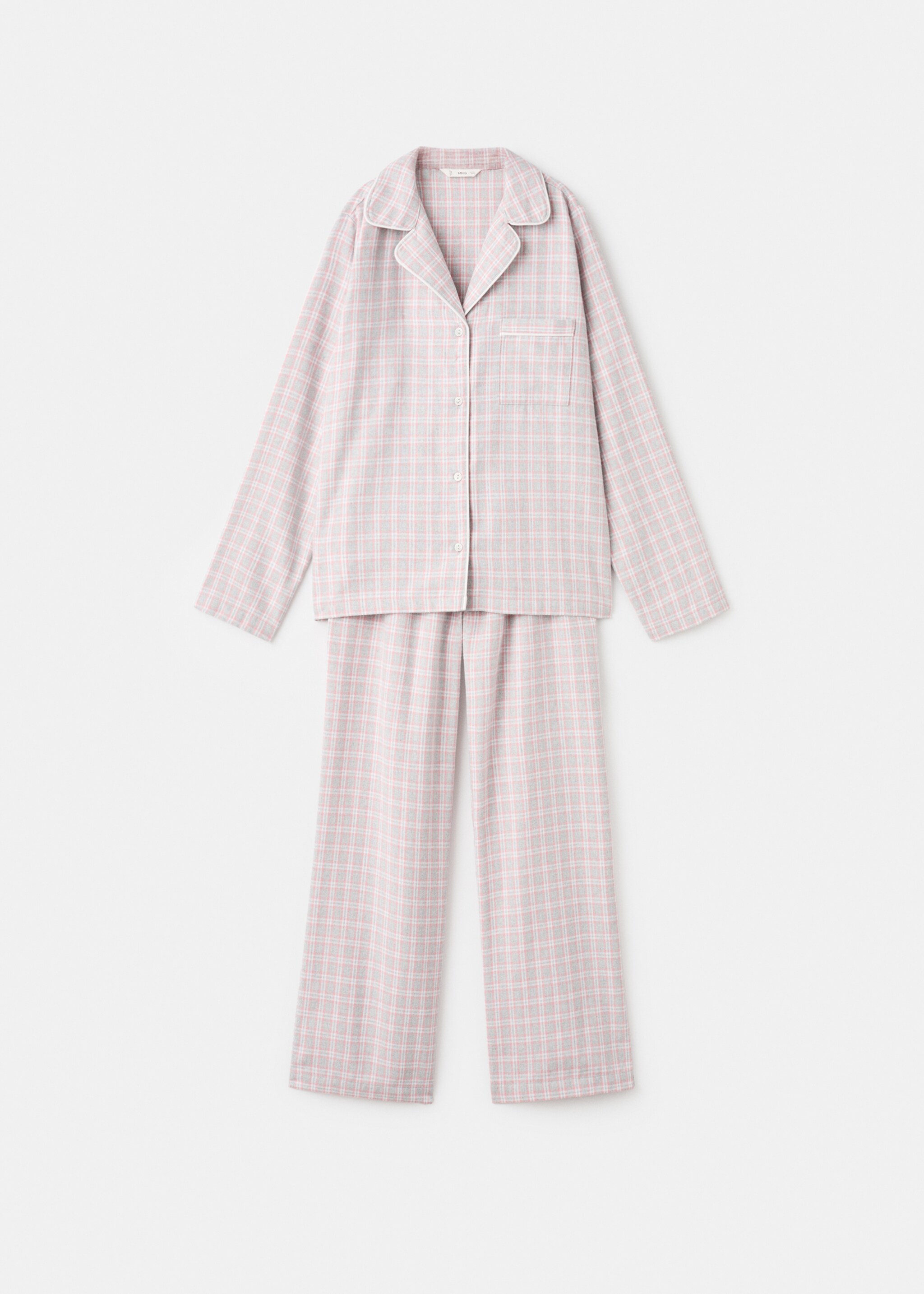 Two-pieces check long pyjamas - Article without model, Light Heather Grey. Ref: 17095998-00.