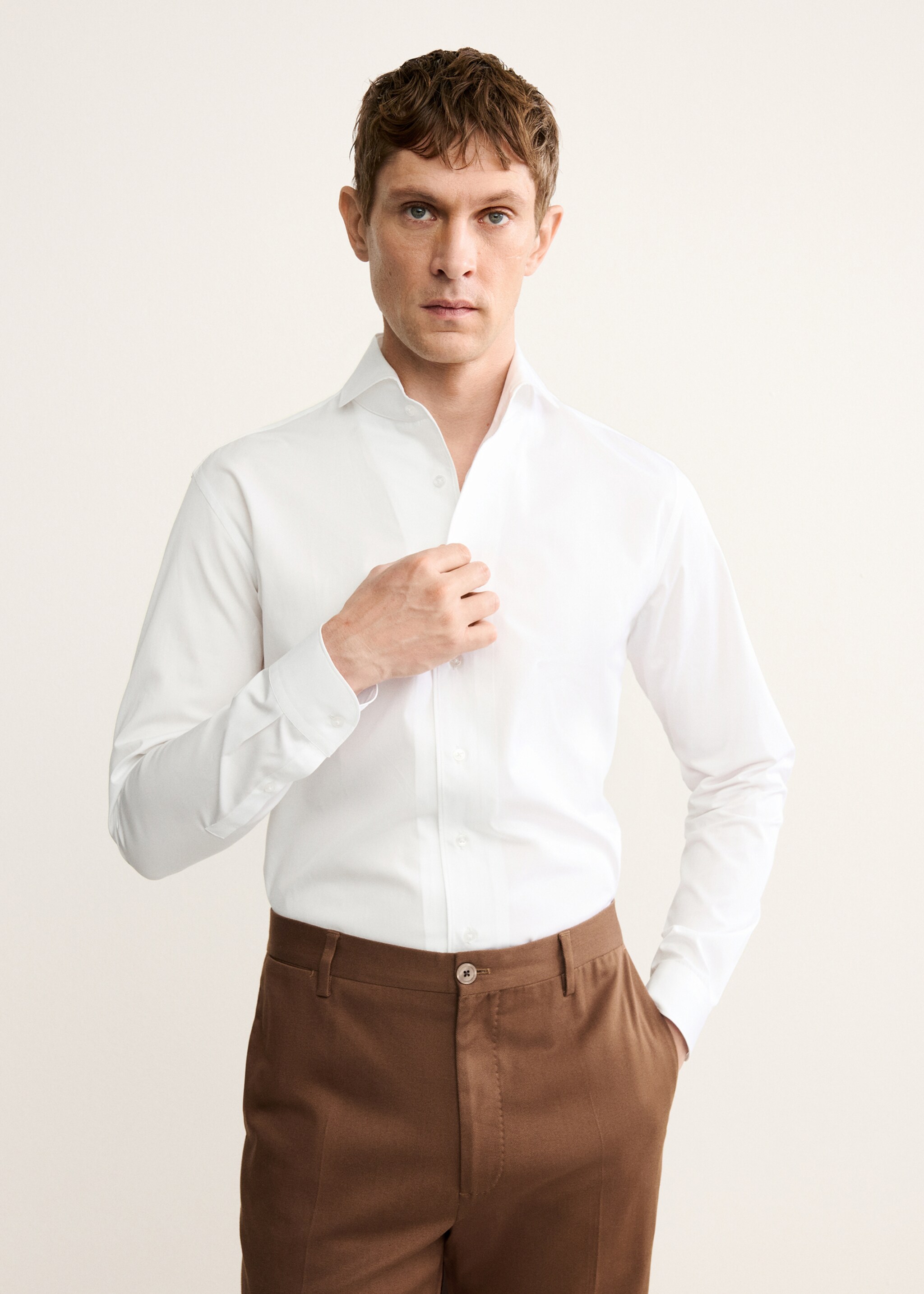 100% cotton dress shirt - Medium plane, White. Ref: 17095999-00.
