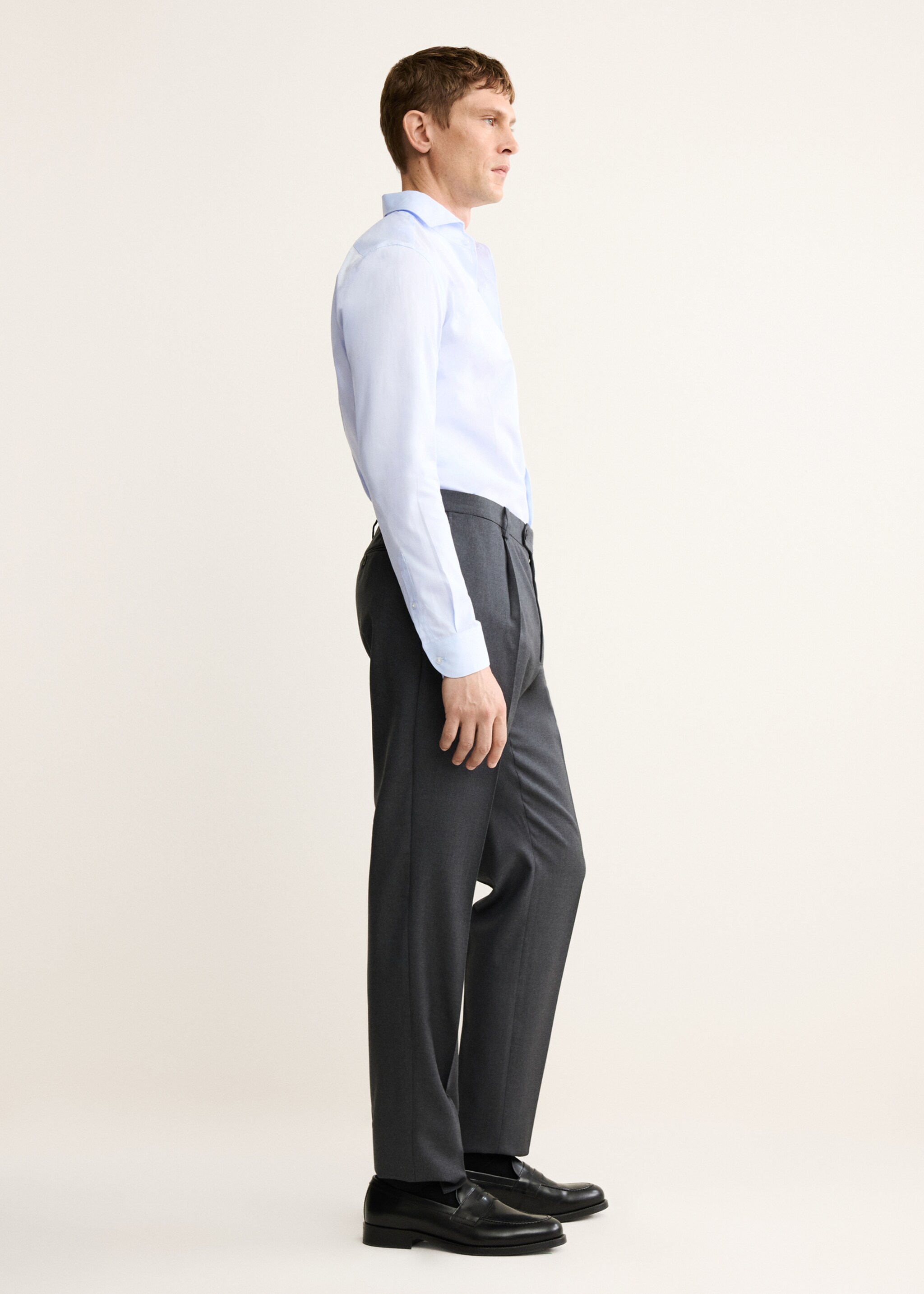 100% cotton dress shirt - Details of the article 2, Sky Blue. Ref: 17095999-00.
