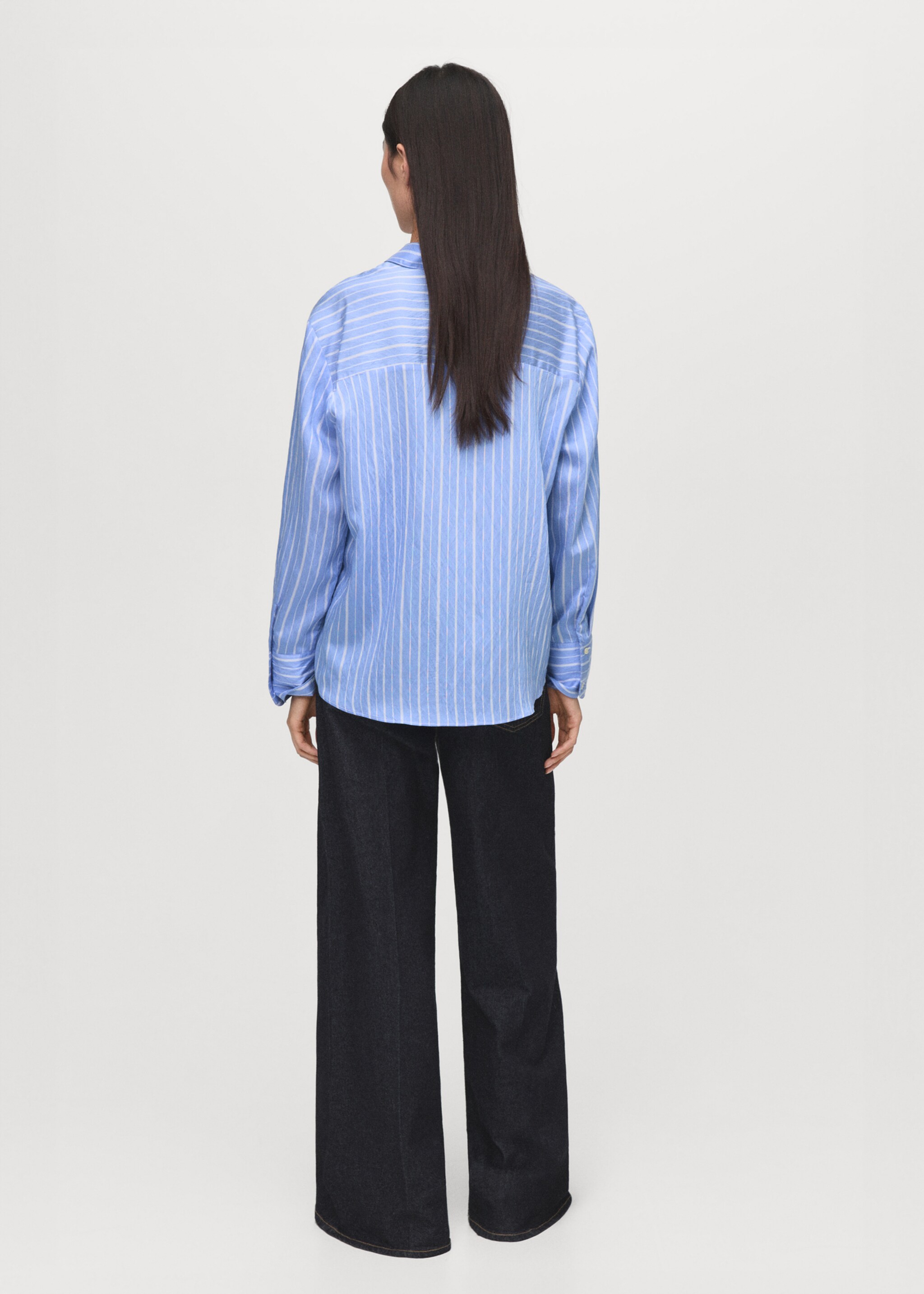 Camisa recta rayas - Reverso del artículo, Azul. Ref: 17096001-00.