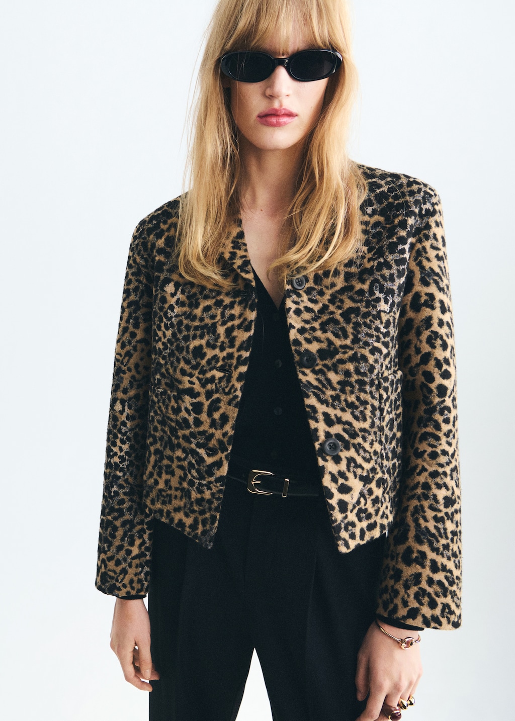 Leopard-print jacket with buttons