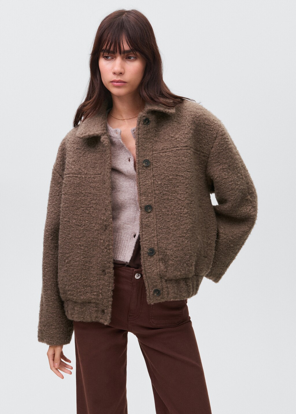 Shearling-effect bomber jacket