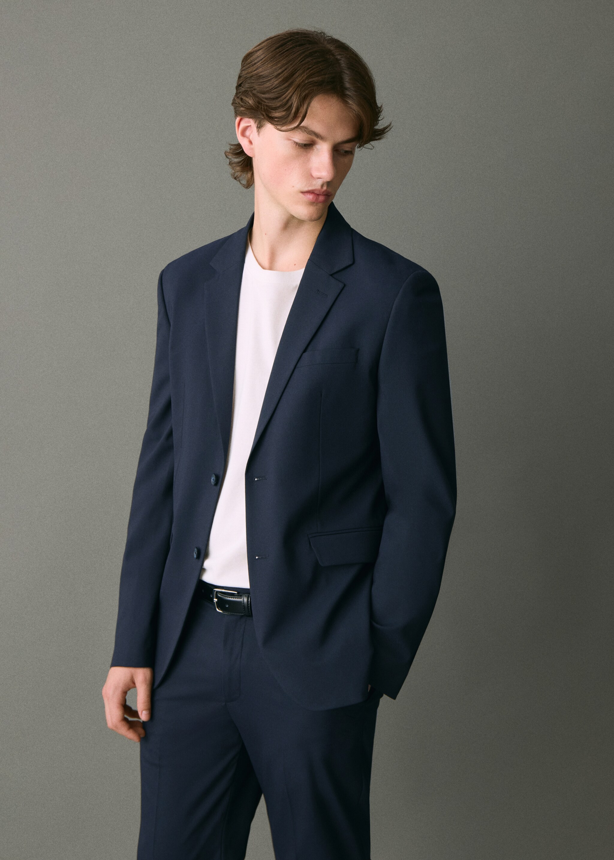 Straight-fit suit jacket - Medium plane, Navy. Ref: 17096326-00.